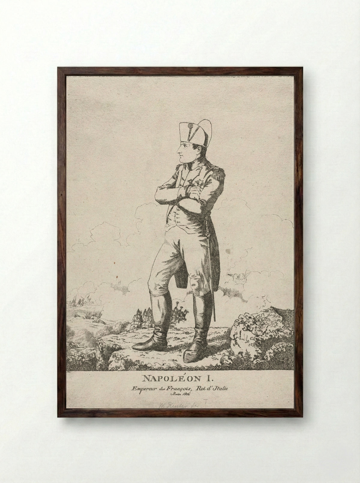 Napoleon I, Emperor of France, King of Italy - Friedrich Wilhelm Reuter - Framed Print Dark Wood