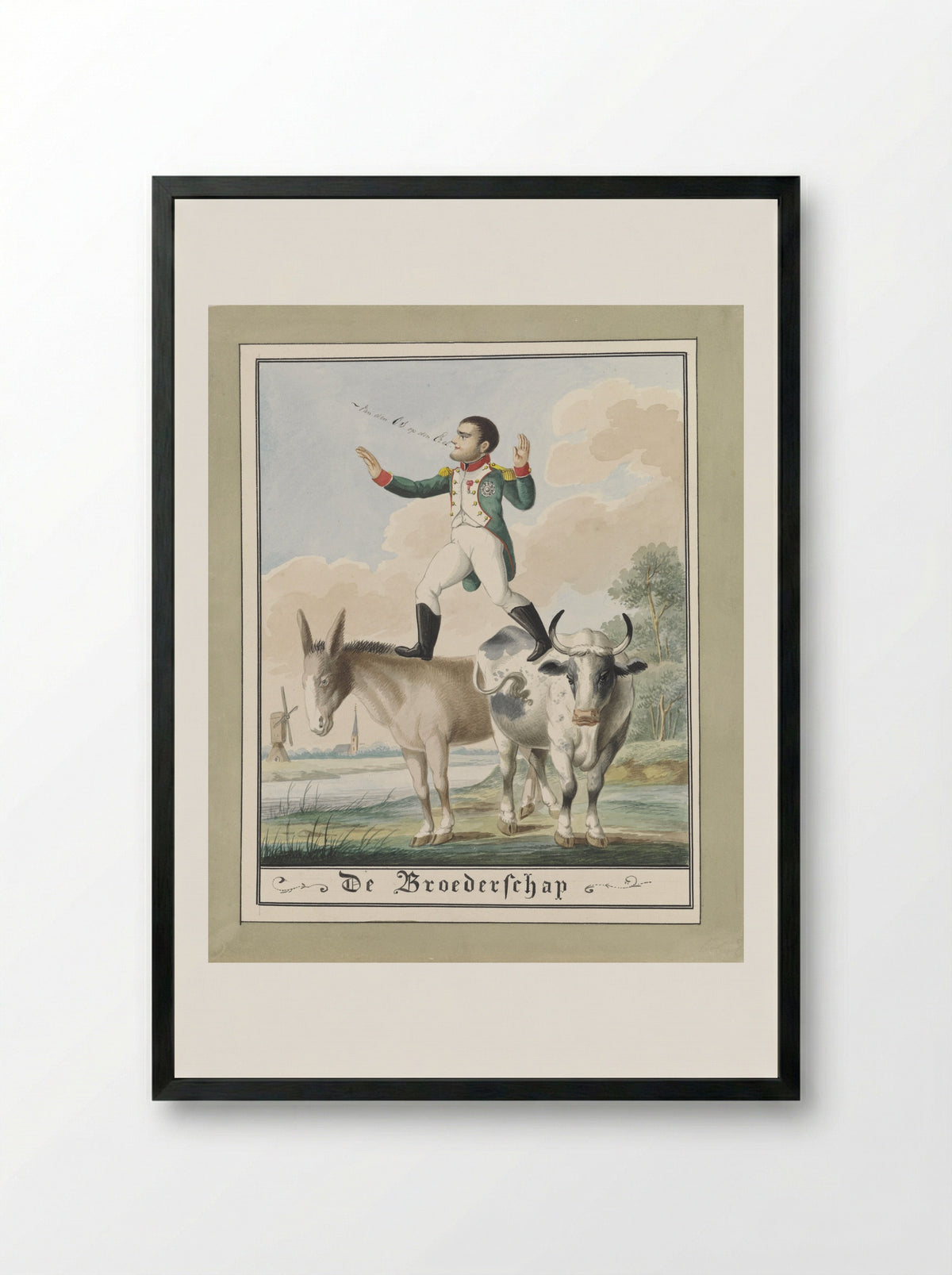 Napoleon stapt van de os op de ezel - Wijnand Esser - Framed Print Black