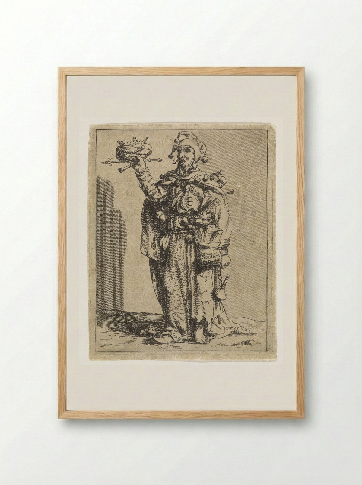 Nar met kroon en fluit - Hendrik Pola - Framed Print Wood
