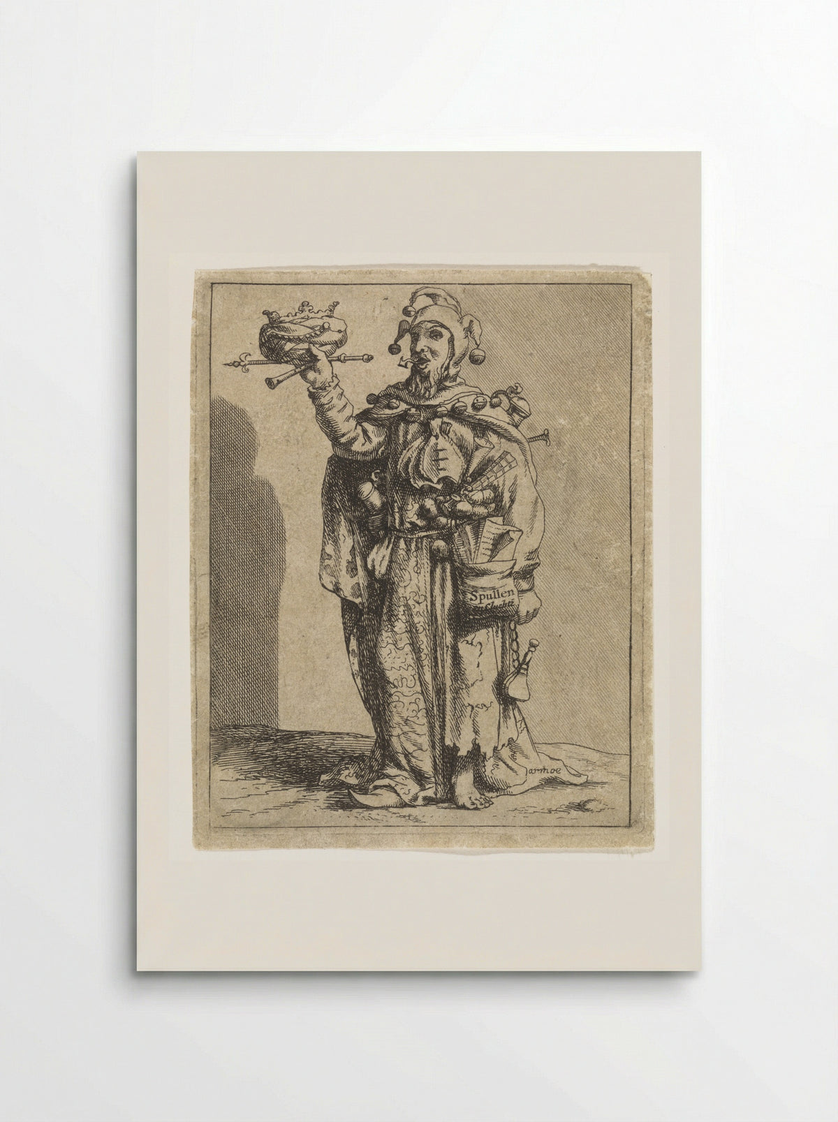 Nar met kroon en fluit - Hendrik Pola - Poster