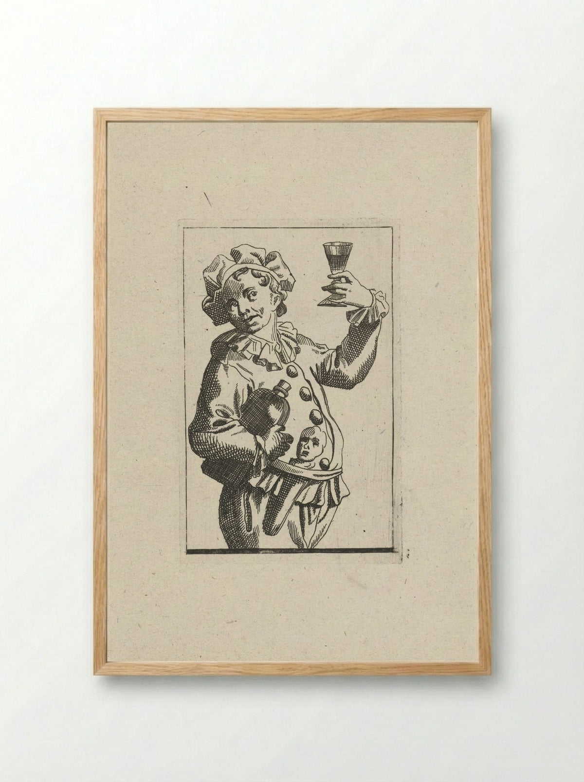 Nar met wijnkruik en drinkglas - Frans Decker - Framed Print Wood