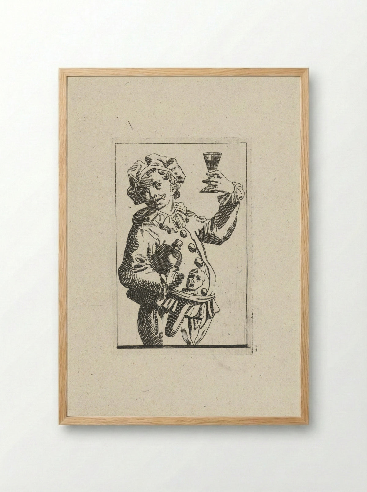 Nar met wijnkruik en drinkglas - Frans Decker - Framed Print Wood