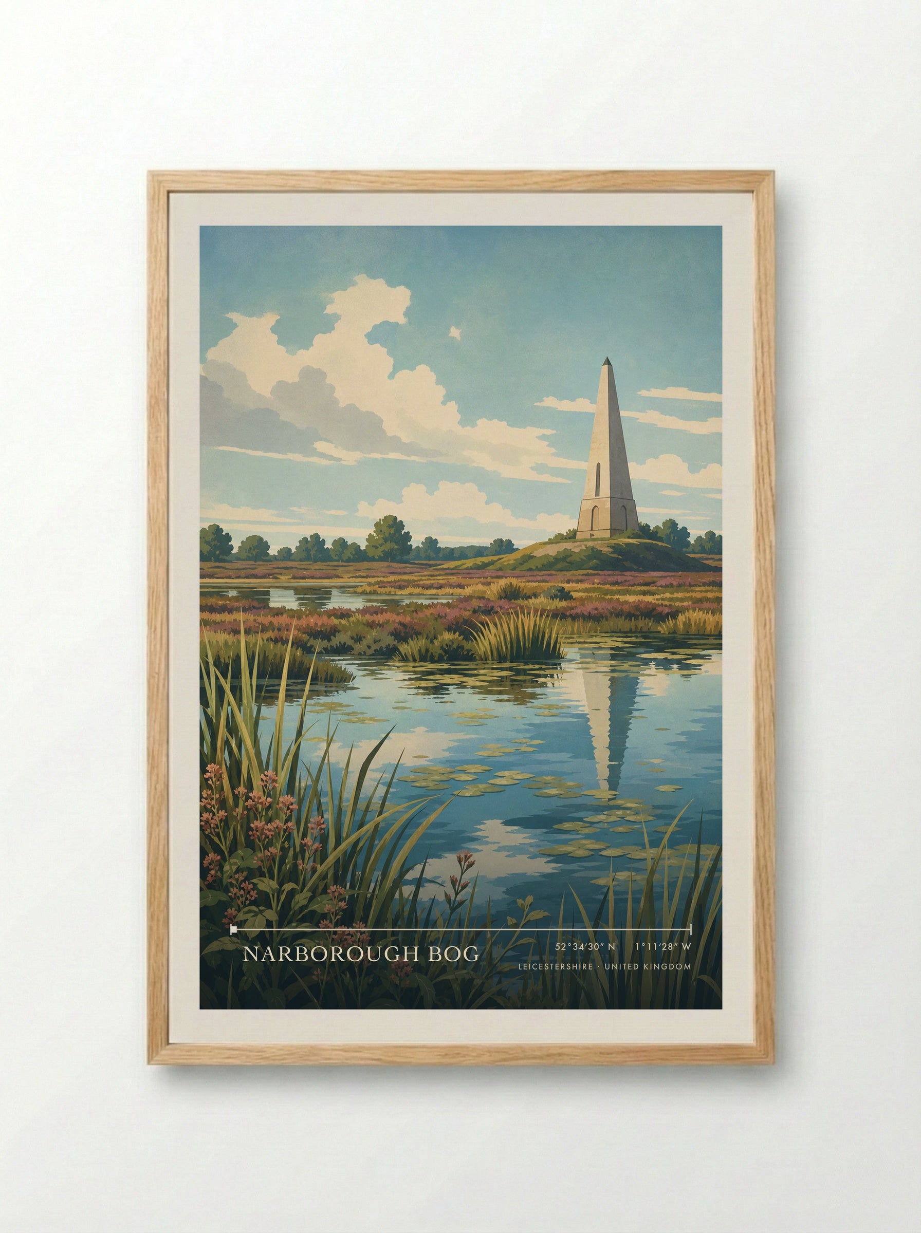 Narborough Bog Leicestershire United Kingdom Travel Poster - Framed Print Wood