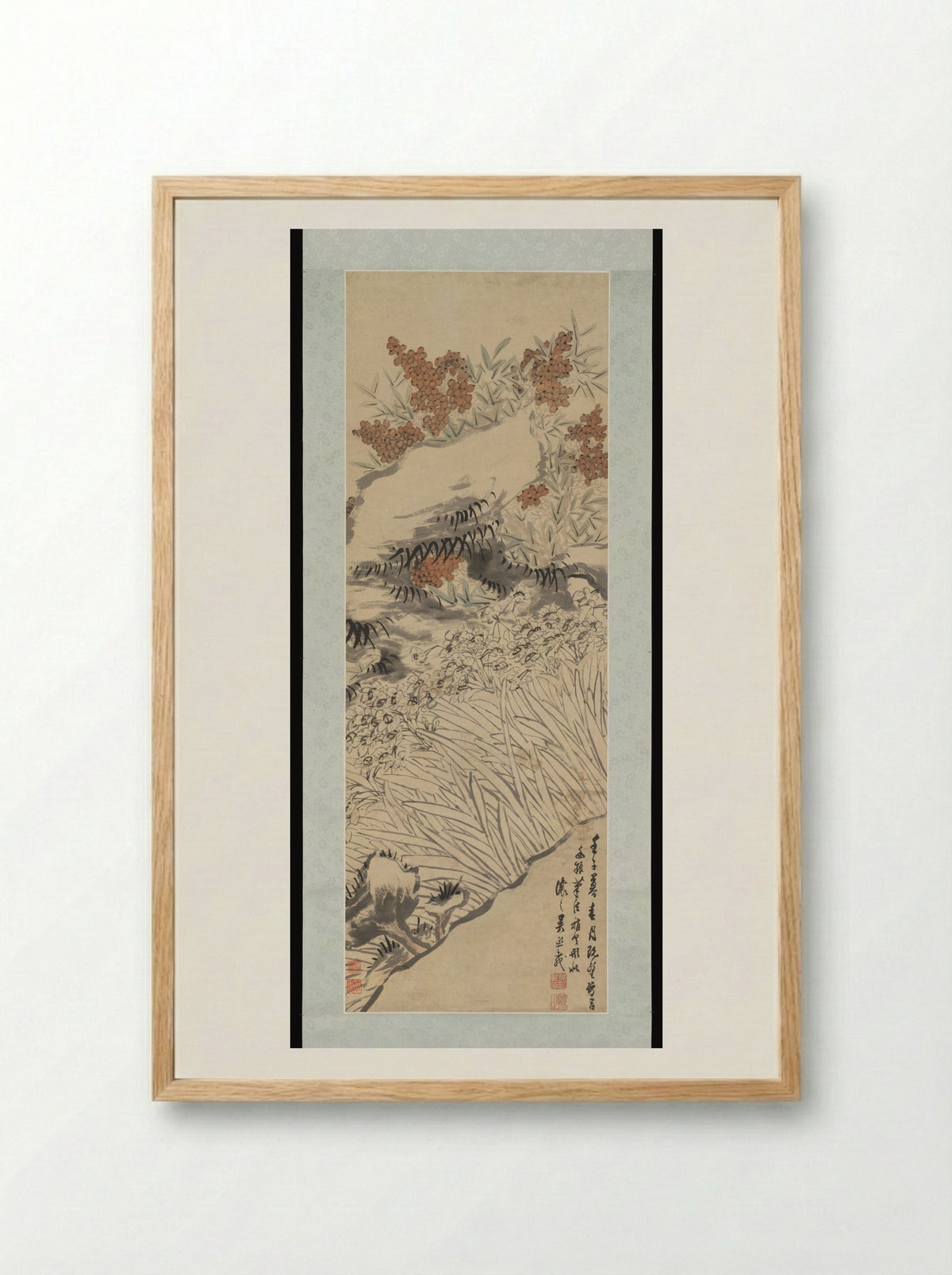 Narcissus, Fungus, and Nandina - Wu Xizai - Framed Print Wood