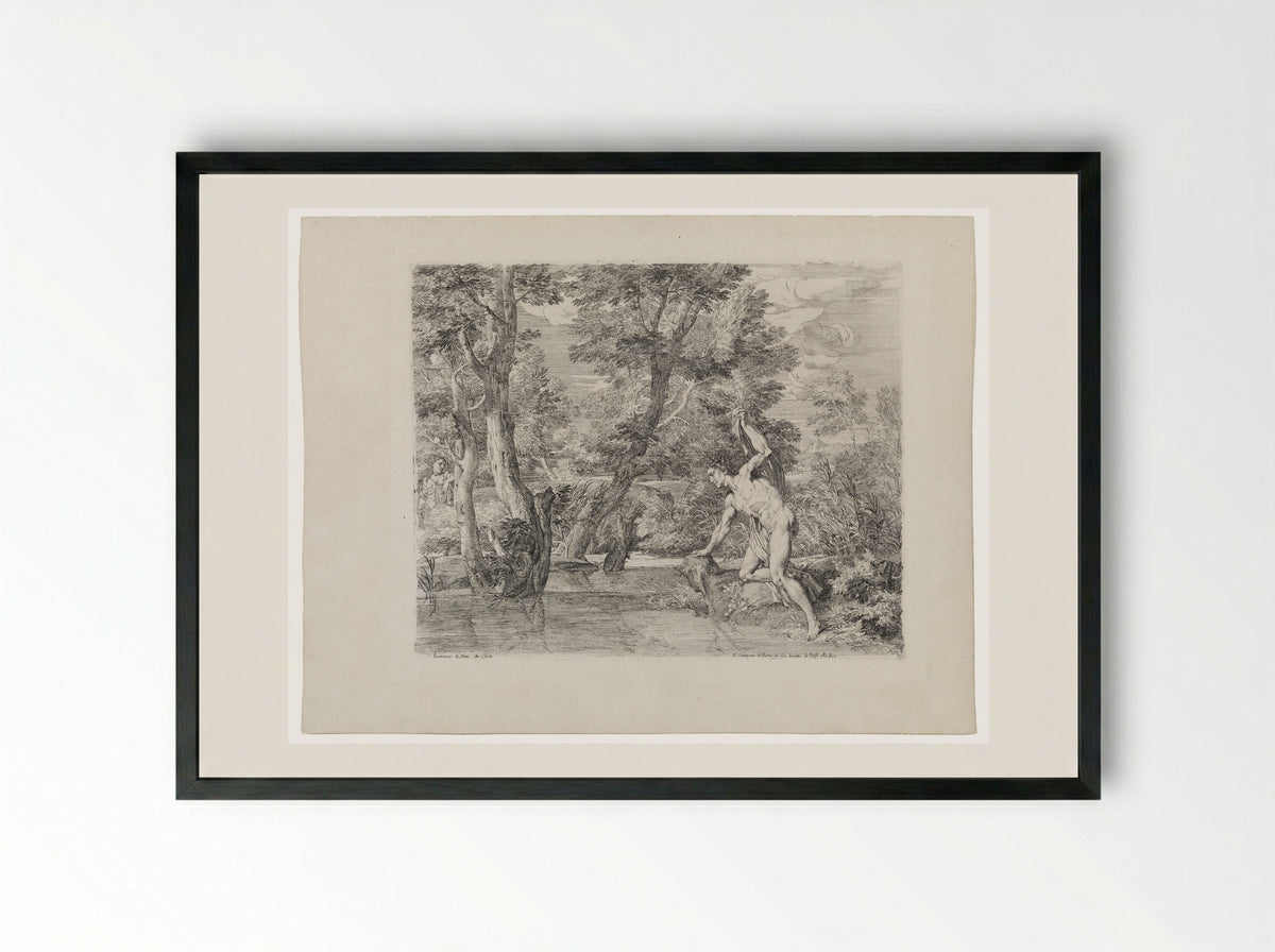 Narcissus and Echo - Frans de Neve - Framed Print Black