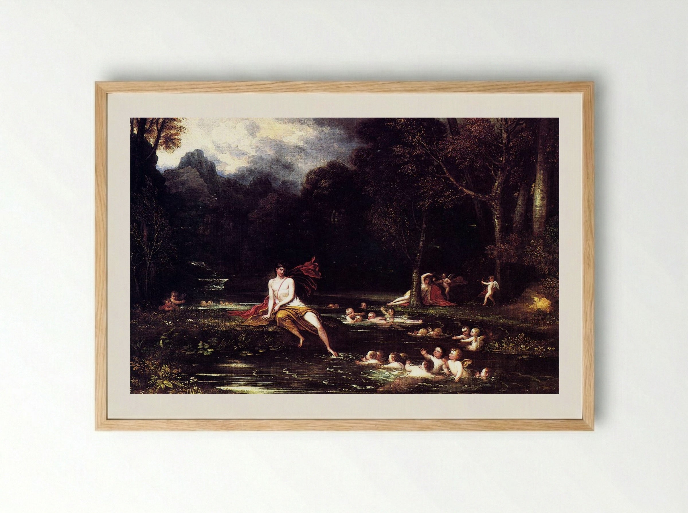 Narcissus and Echo - Benjamin West - Framed Print Wood