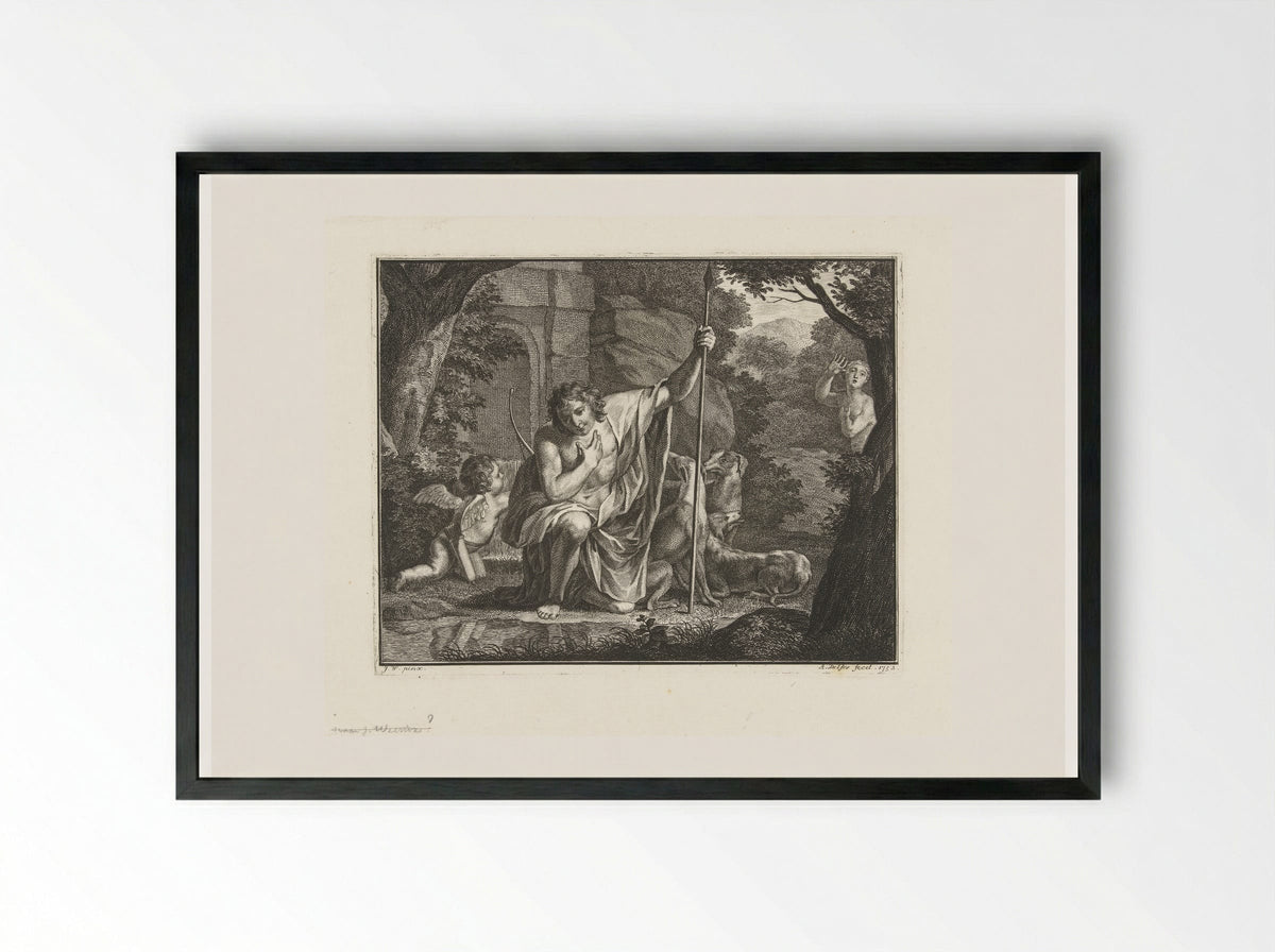 Narcissus at the Spring - Abraham Delfos - Framed Print Black