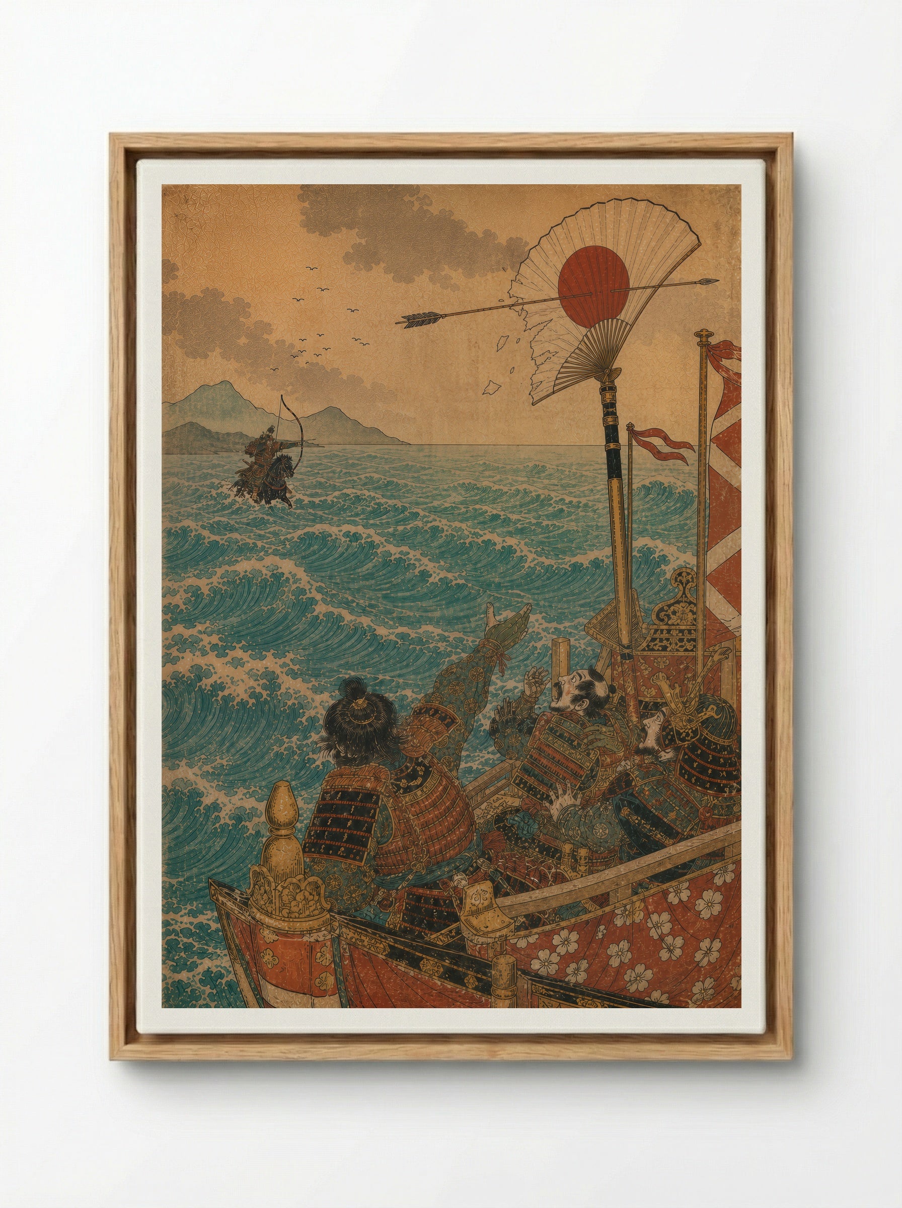 Nasu no Yoichi at Yashima: The Fan Is Struck - Framed Canvas Wood