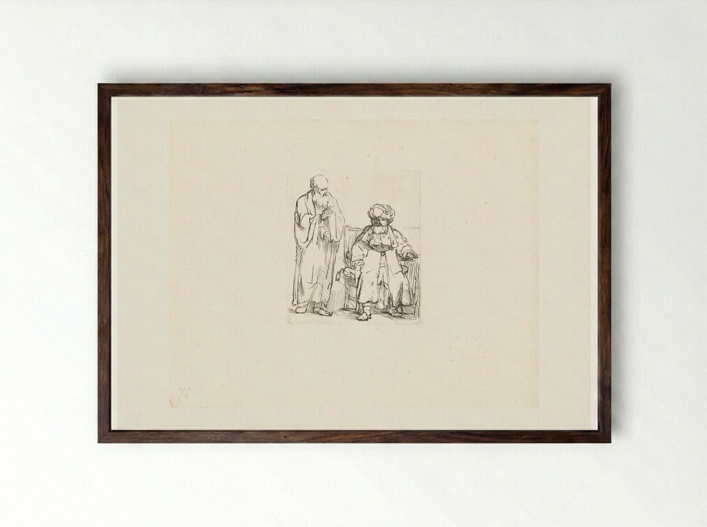 Nathan Admonishing David - Matthijs Pool - Framed Print Dark Wood