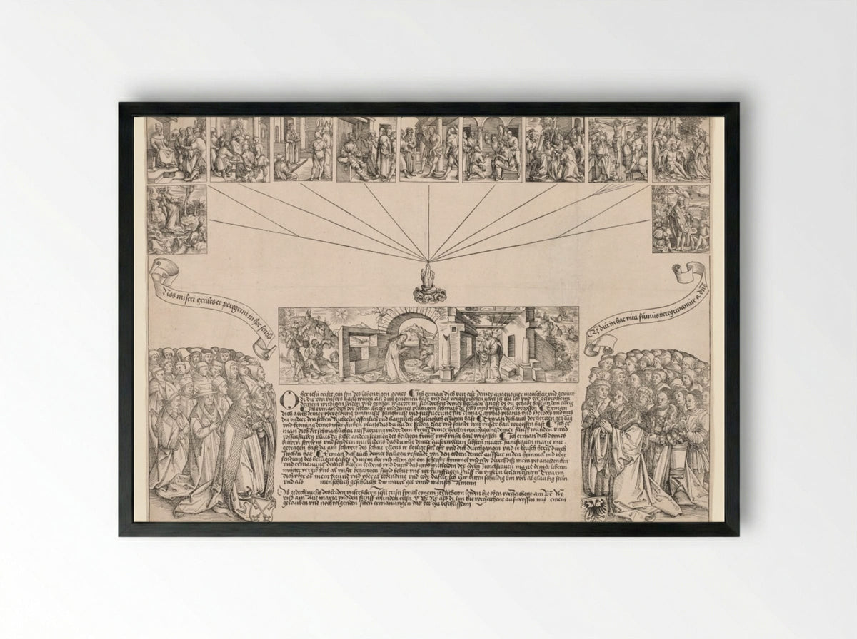 Nativity and Passion of Christ - Wolf Traut - Framed Print Black