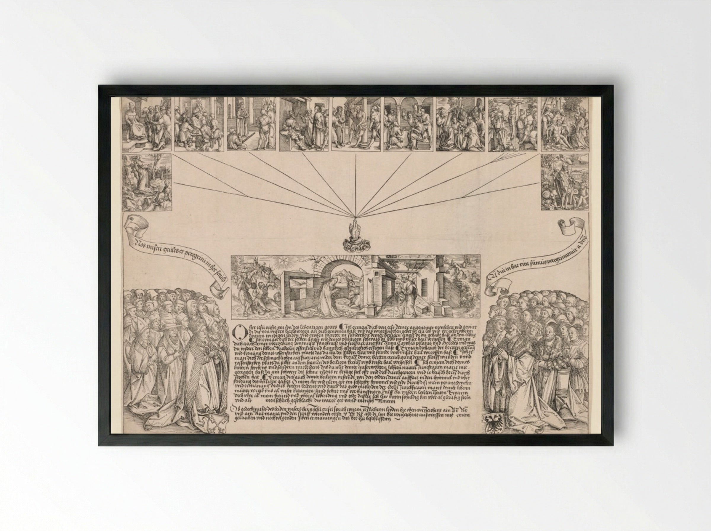 Nativity and Passion of Christ - Wolf Traut - Framed Print Black