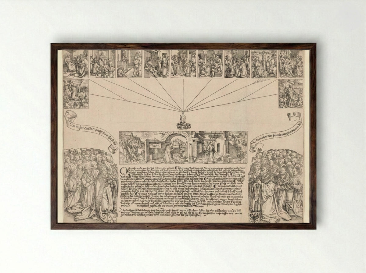 Nativity and Passion of Christ - Wolf Traut - Framed Print Dark Wood