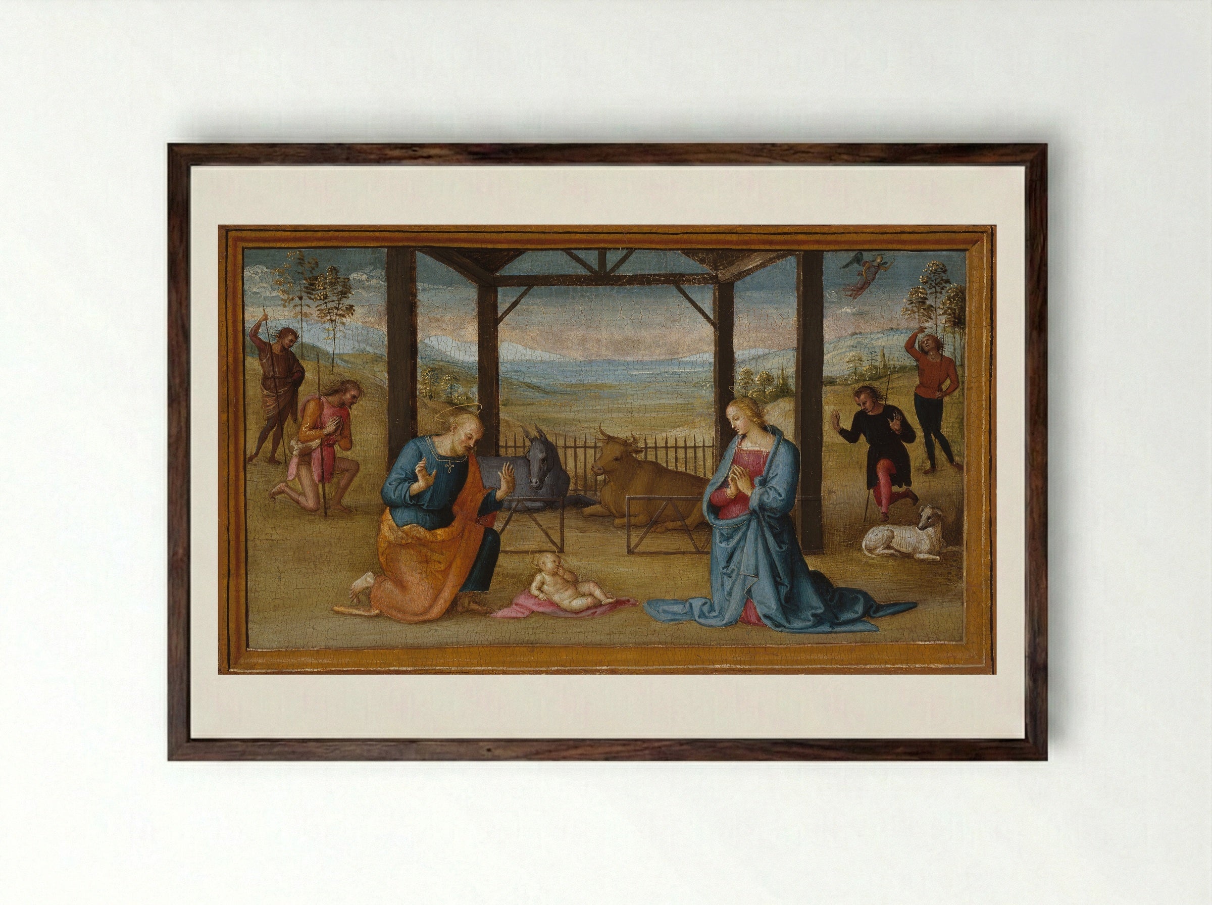 Nativity - Pietro Perugino - Framed Print Dark Wood
