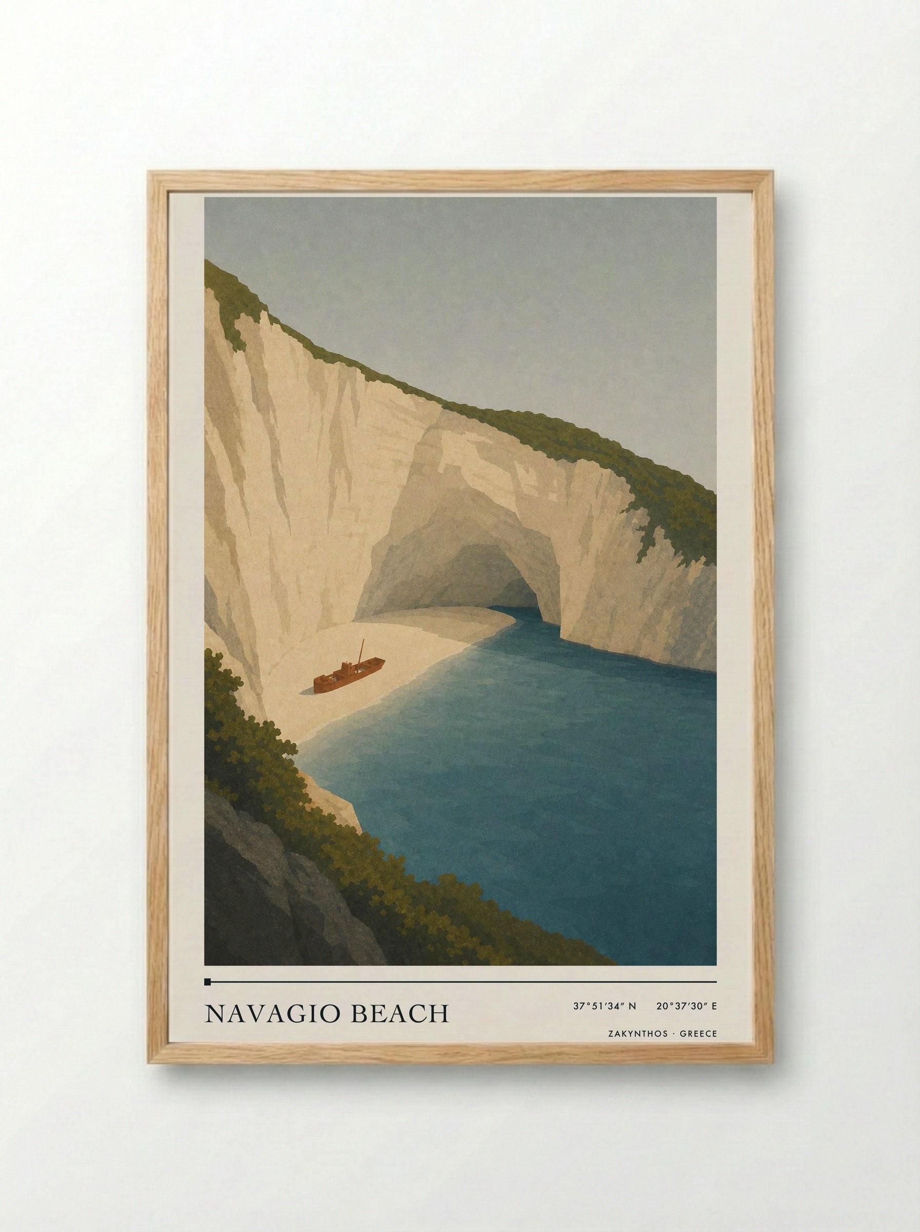 Navagio Beach Travel Poster Artwork - Framed Print Wood