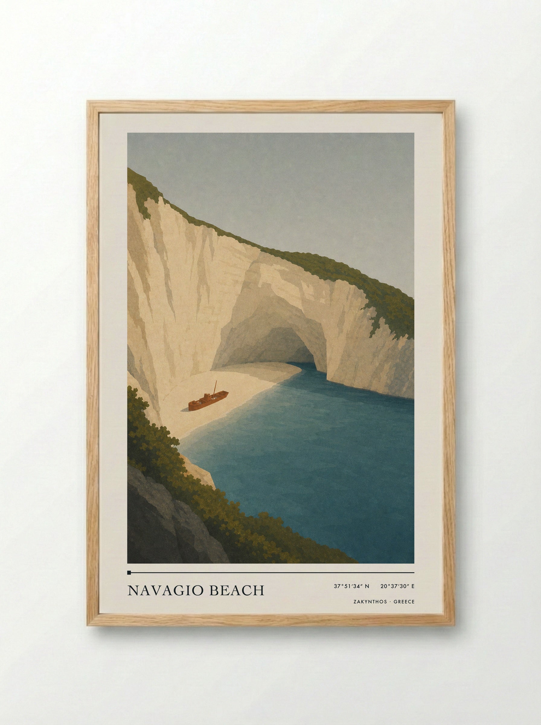 Navagio Beach Travel Poster Artwork - Framed Print Wood