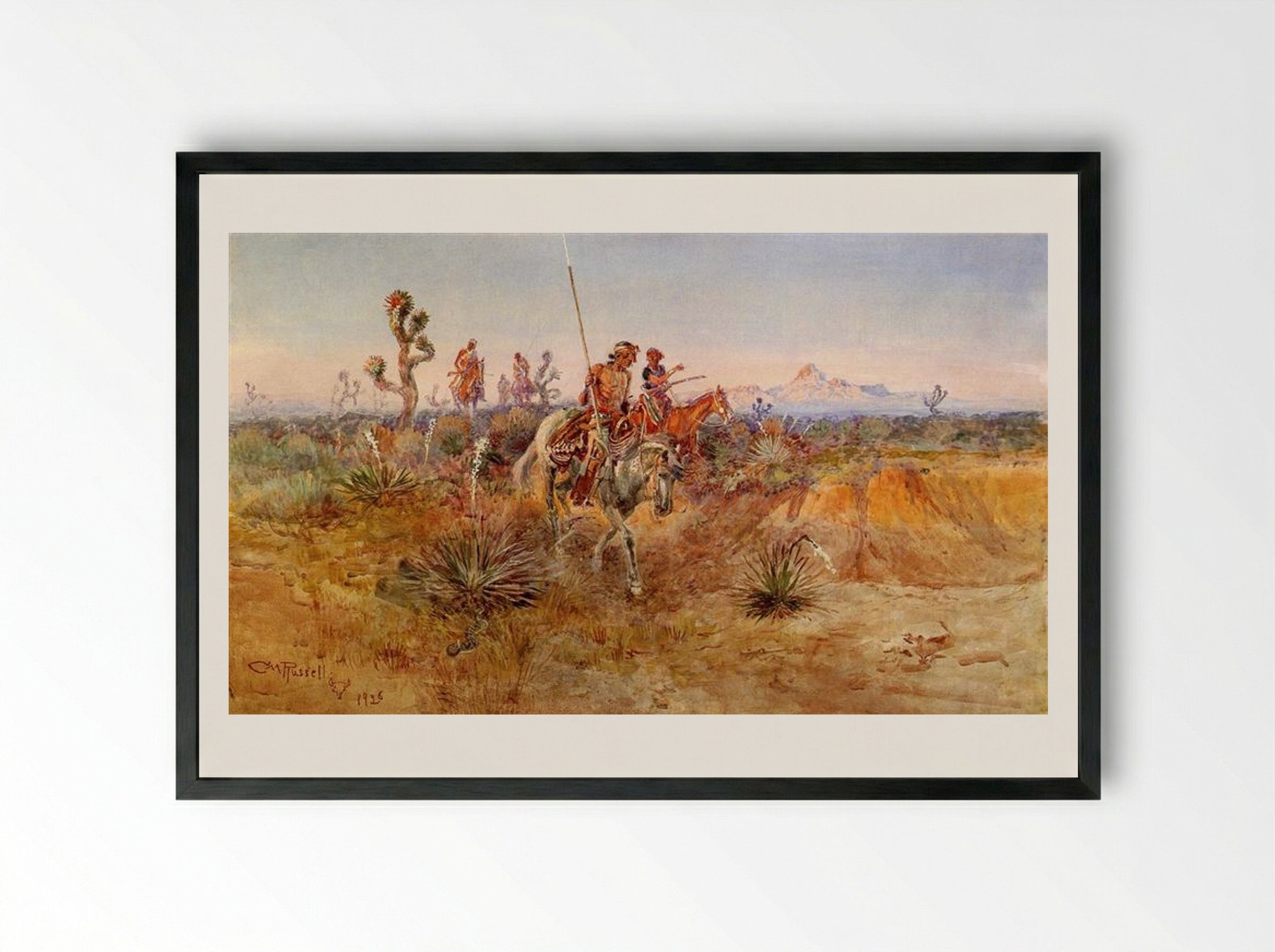 Navajo Trackers - Charles M. Russell - Framed Print Black