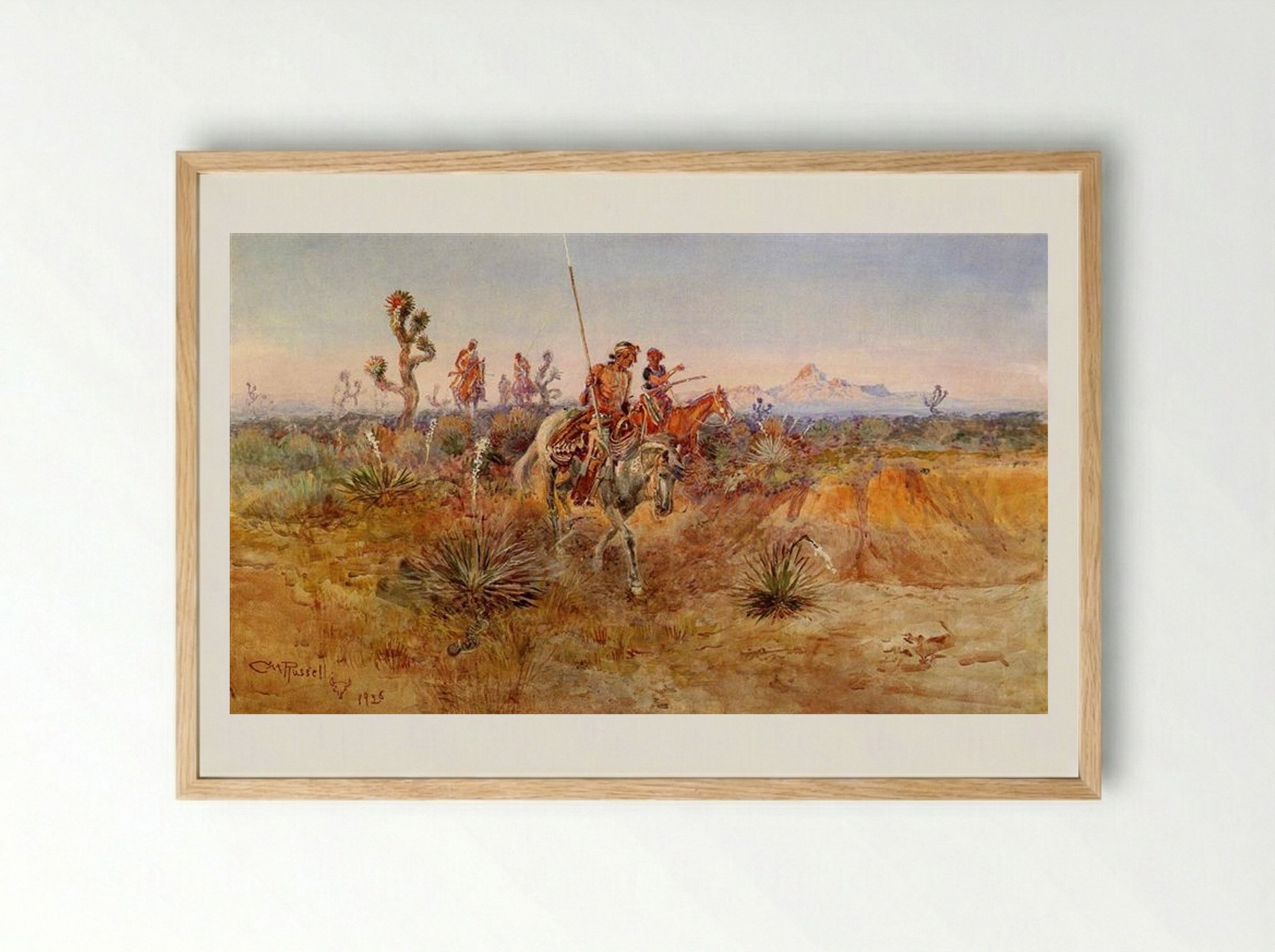 Navajo Trackers - Charles M. Russell - Framed Print Wood
