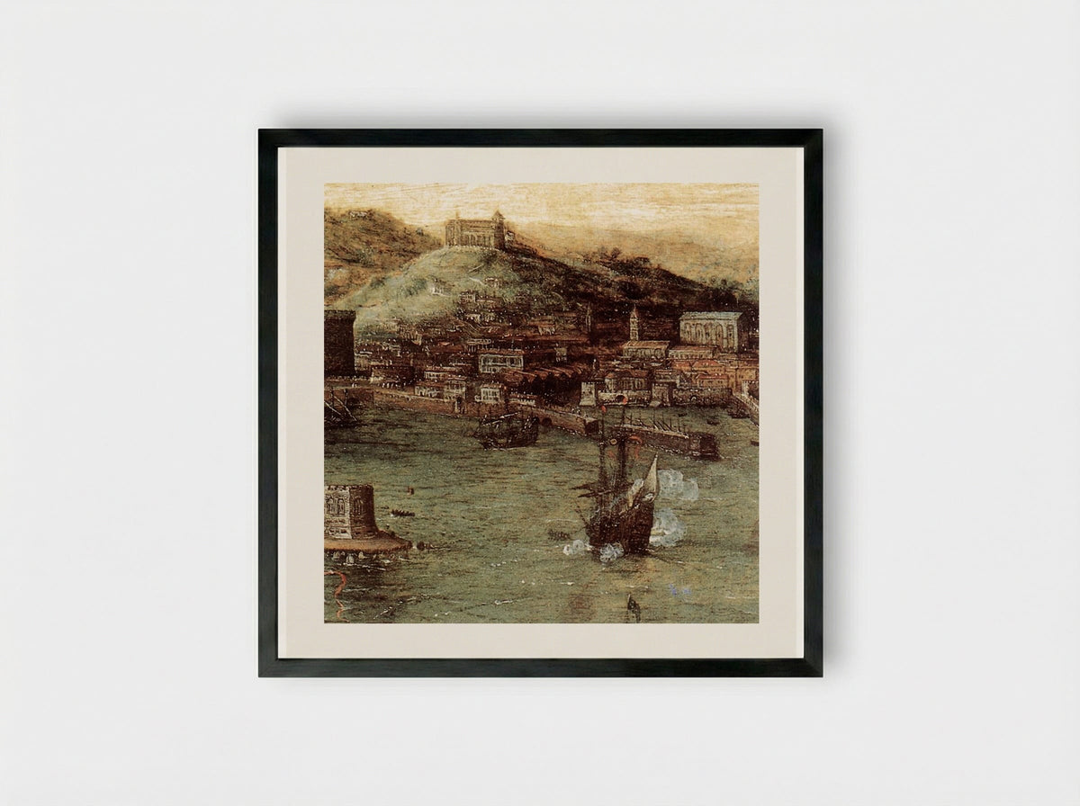 Naval Battle in the Gulf of Naples - Pieter Bruegel the Elder - Framed Print Black