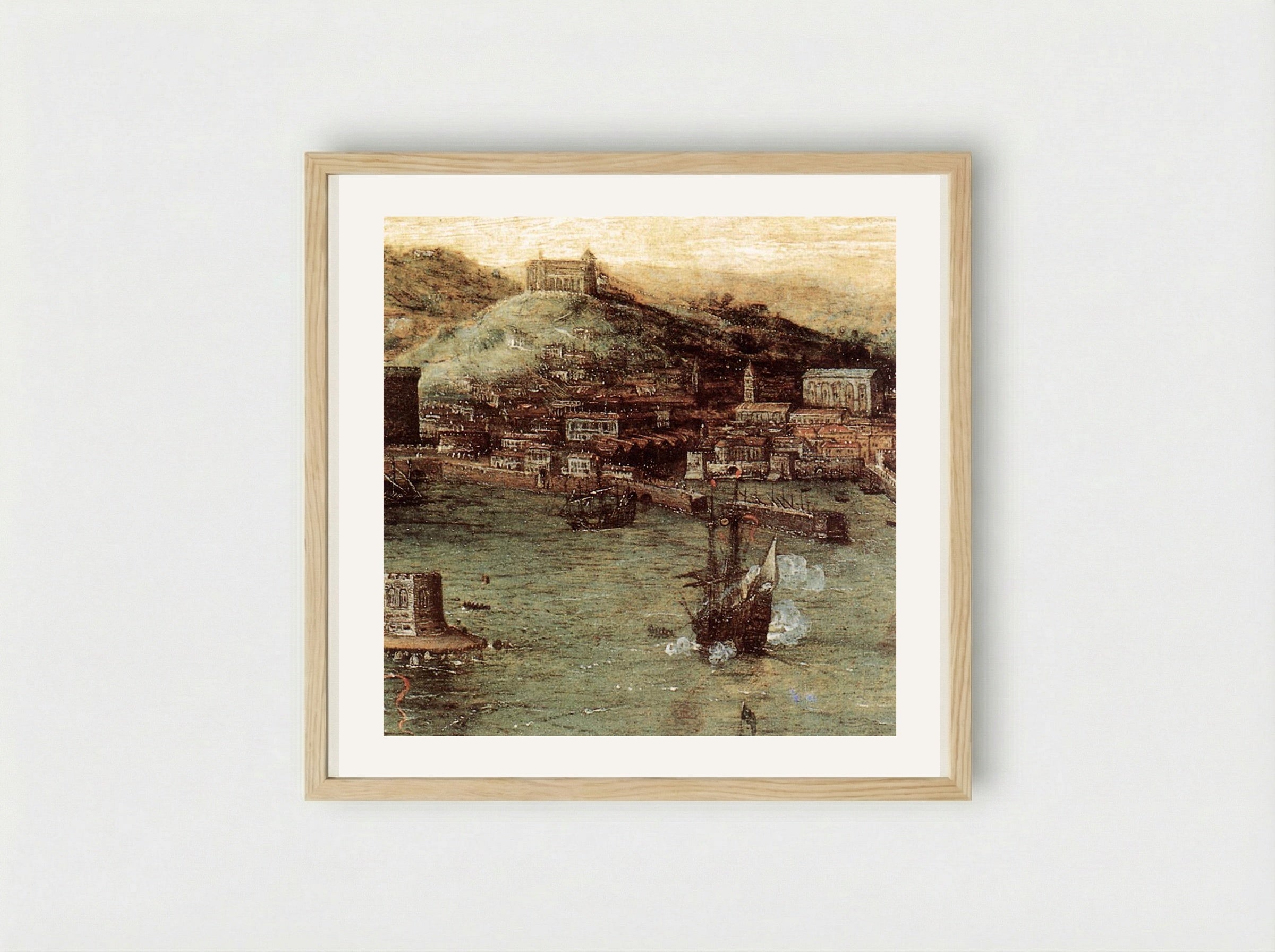 Naval Battle in the Gulf of Naples - Pieter Bruegel the Elder - Framed Print Wood