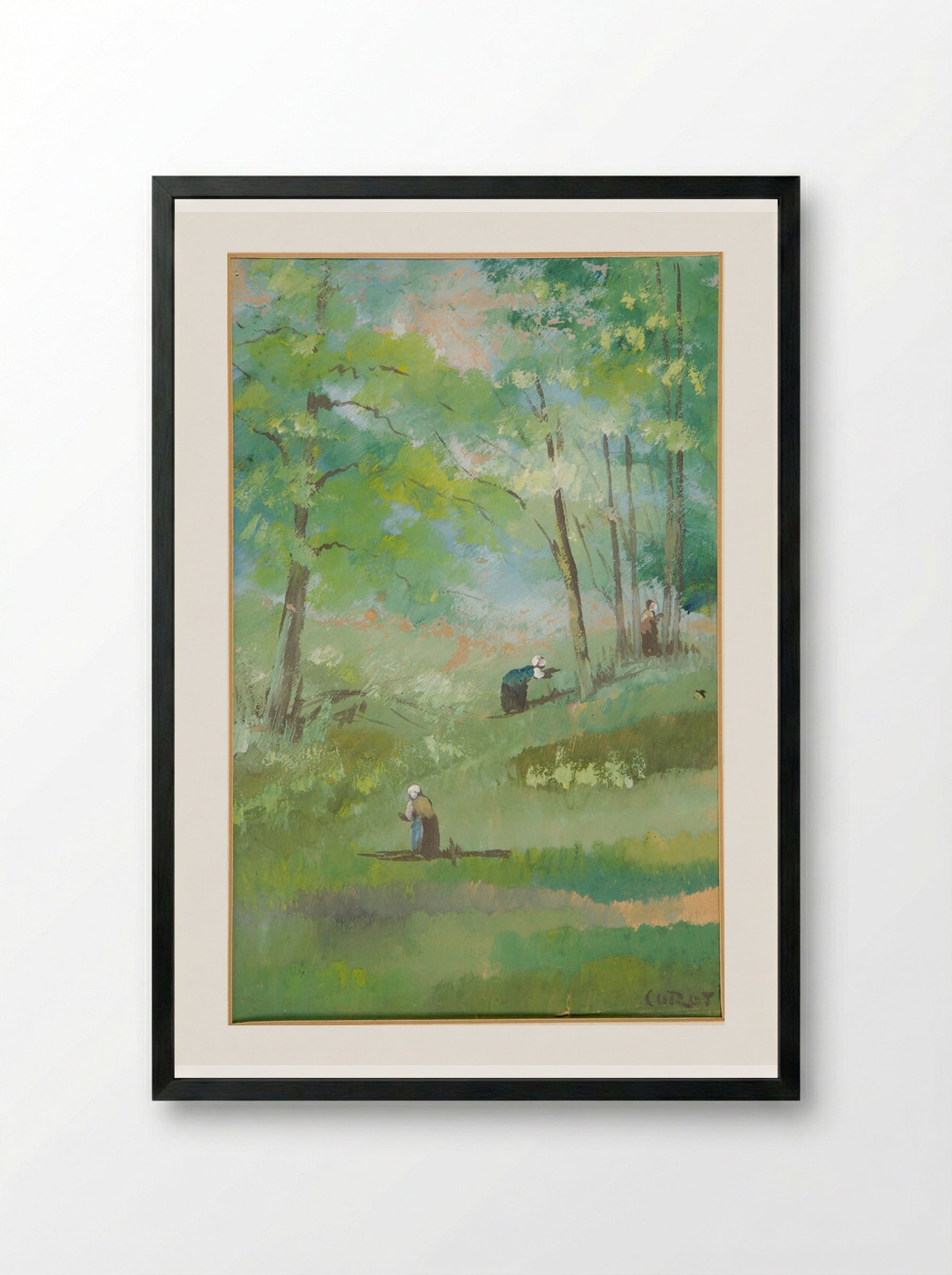 Near Cessieu - Jean-Baptiste-Camille Corot - Framed Print Black