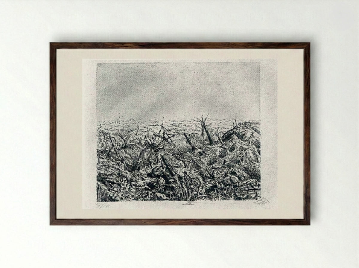 Near Langemarck - Otto Dix - Framed Print Dark Wood
