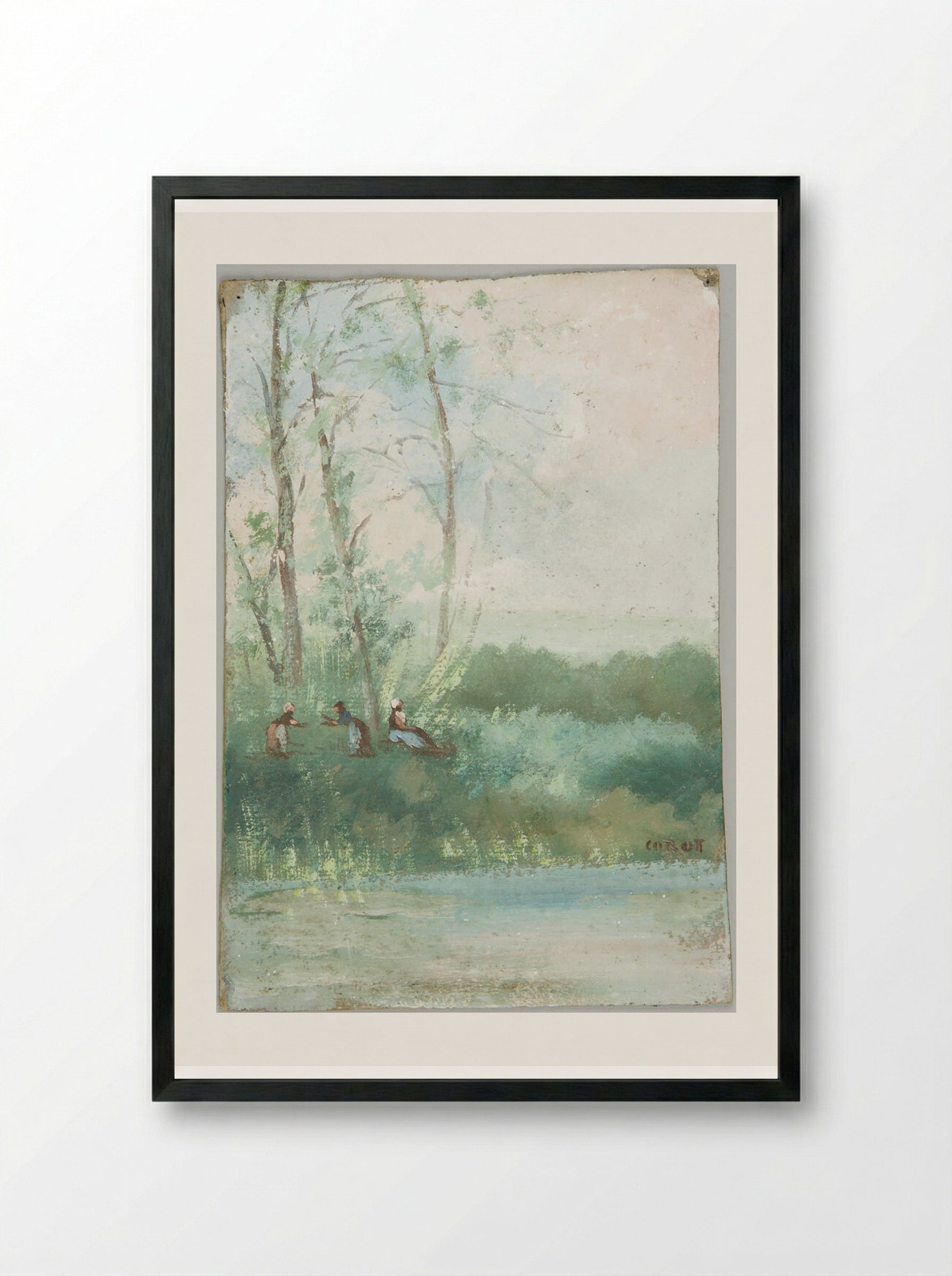 Near Naintre - Jean-Baptiste-Camille Corot - Framed Print Black