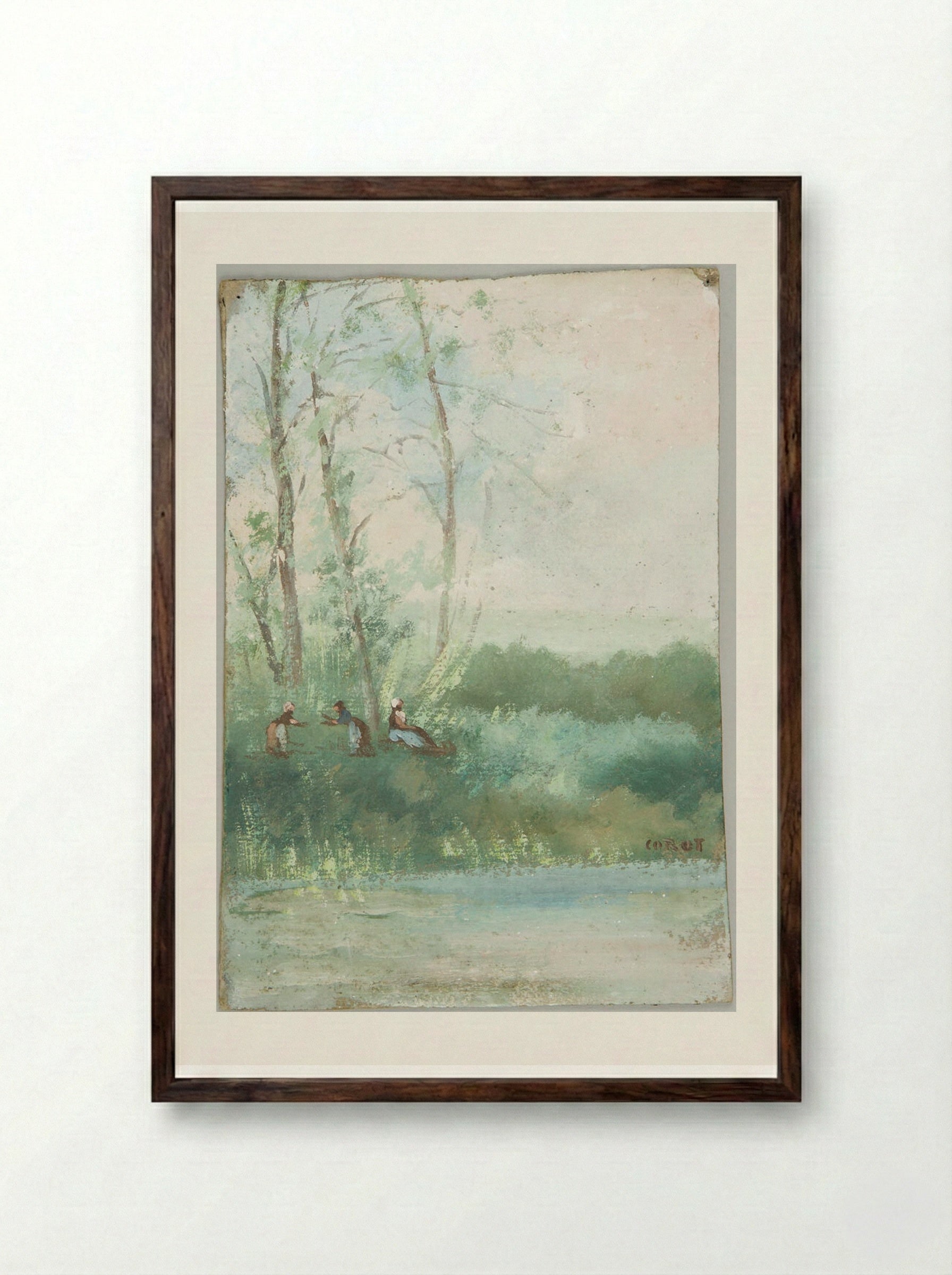 Near Naintre - Jean-Baptiste-Camille Corot - Framed Print Dark Wood