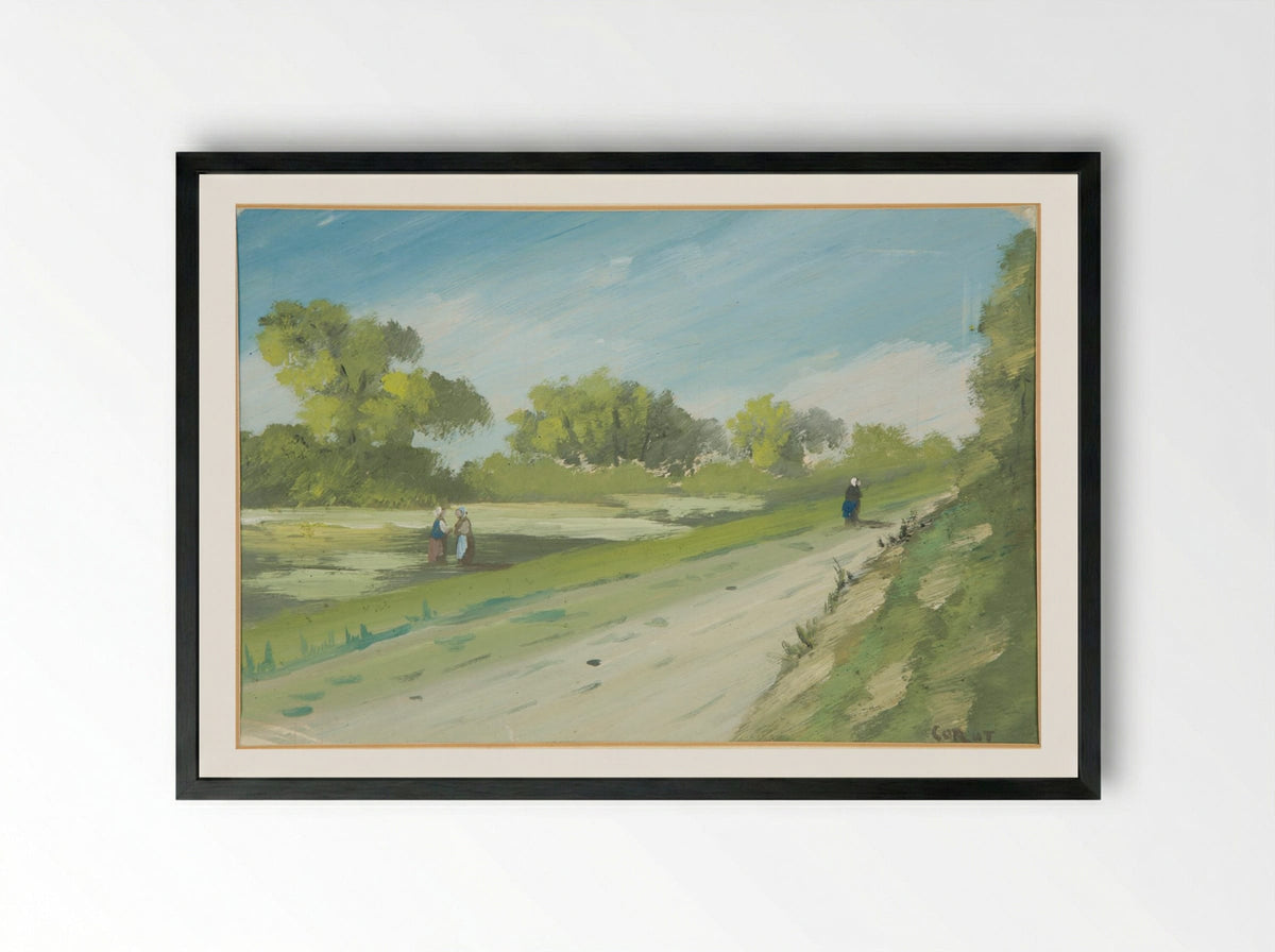 Near Vernon - Jean-Baptiste-Camille Corot - Framed Print Black