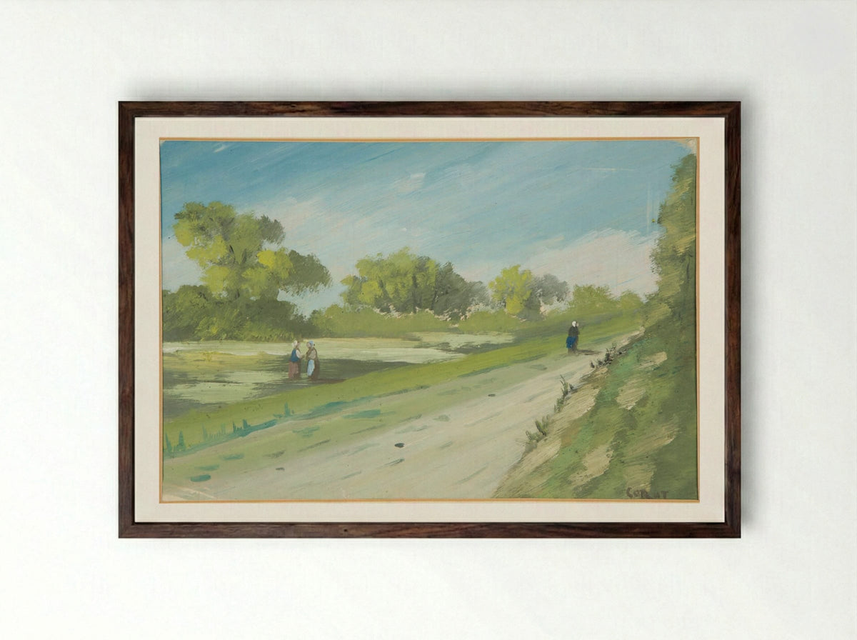 Near Vernon - Jean-Baptiste-Camille Corot - Framed Print Dark Wood