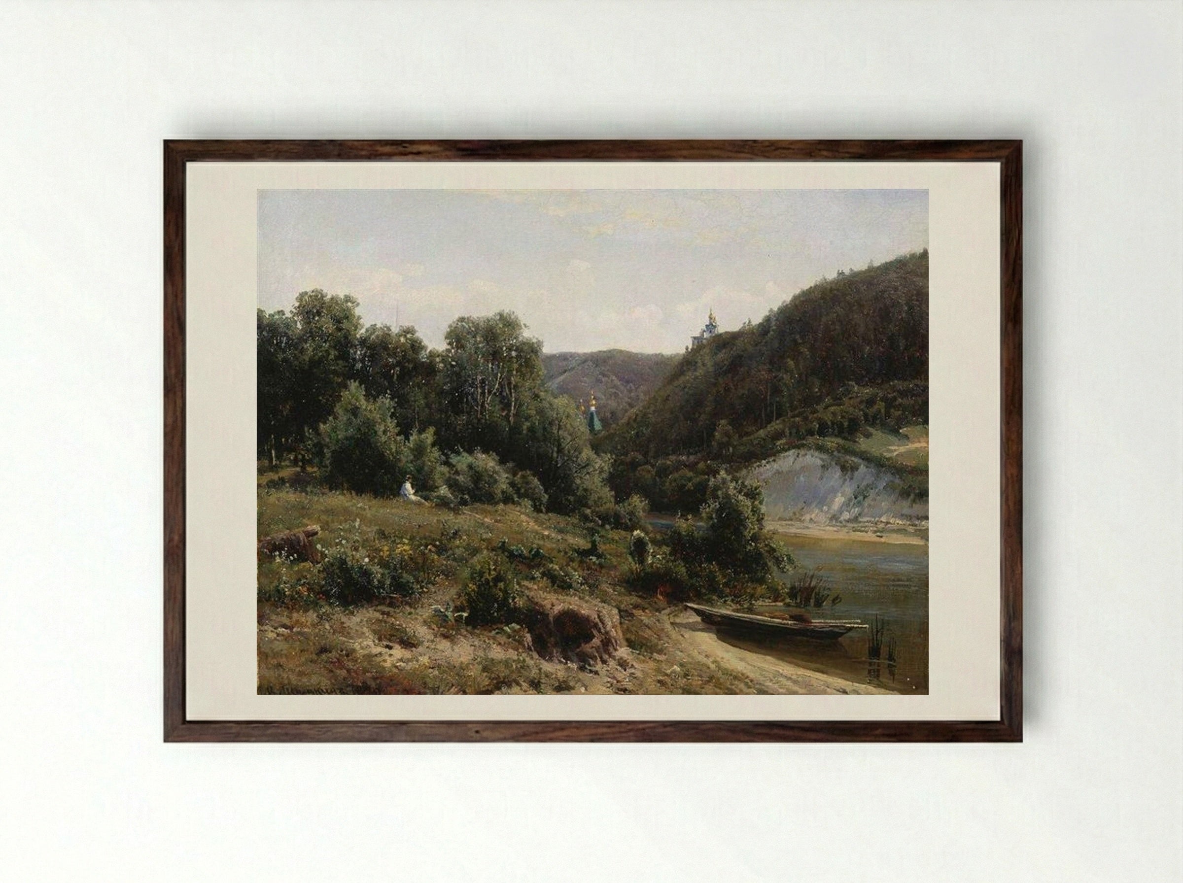 Near the Monastery - Ivan Shishkin - Framed Print Dark Wood