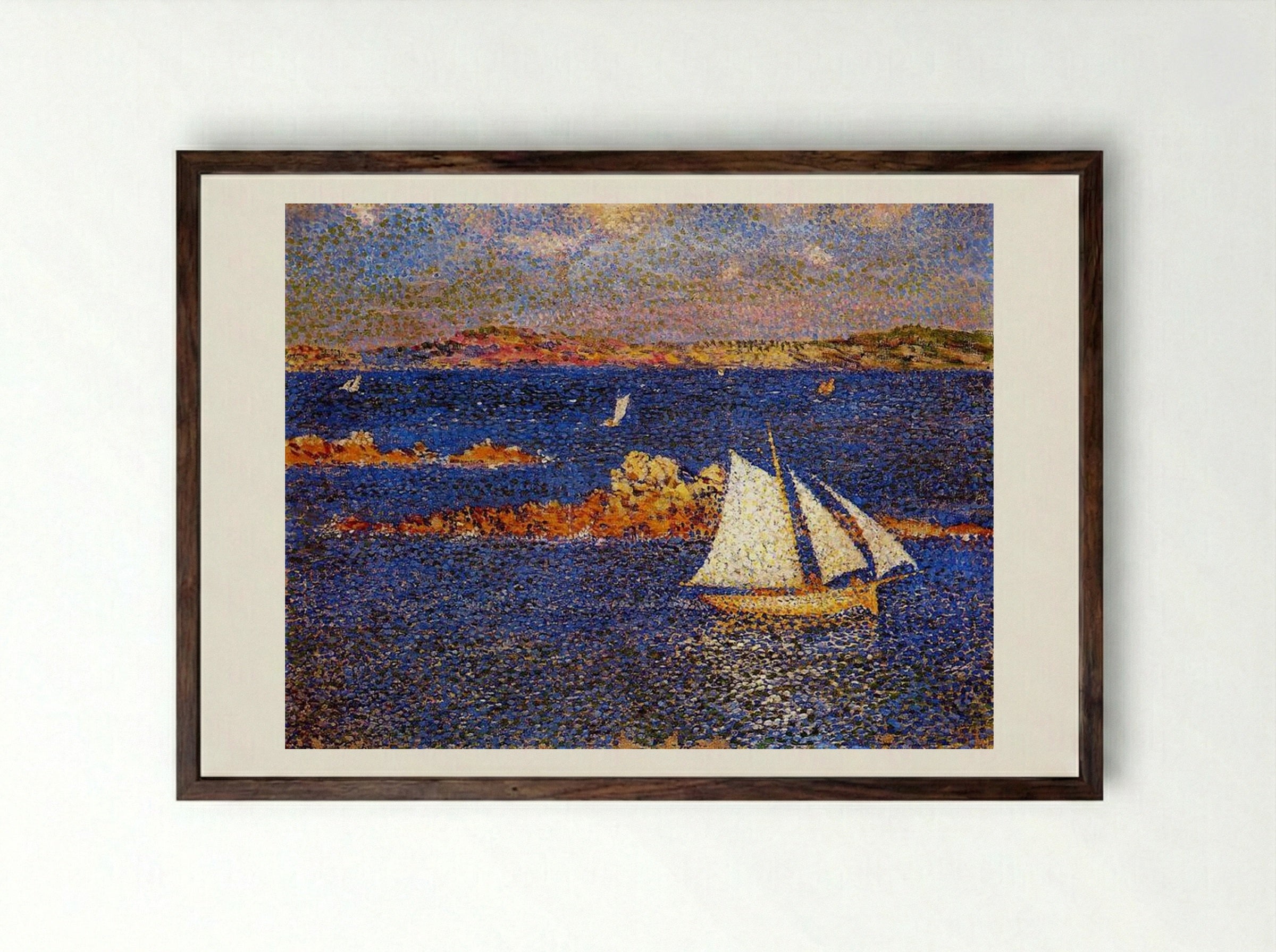Near the Rocks of Per Kiridec - Théo van Rysselberghe - Framed Print Dark Wood