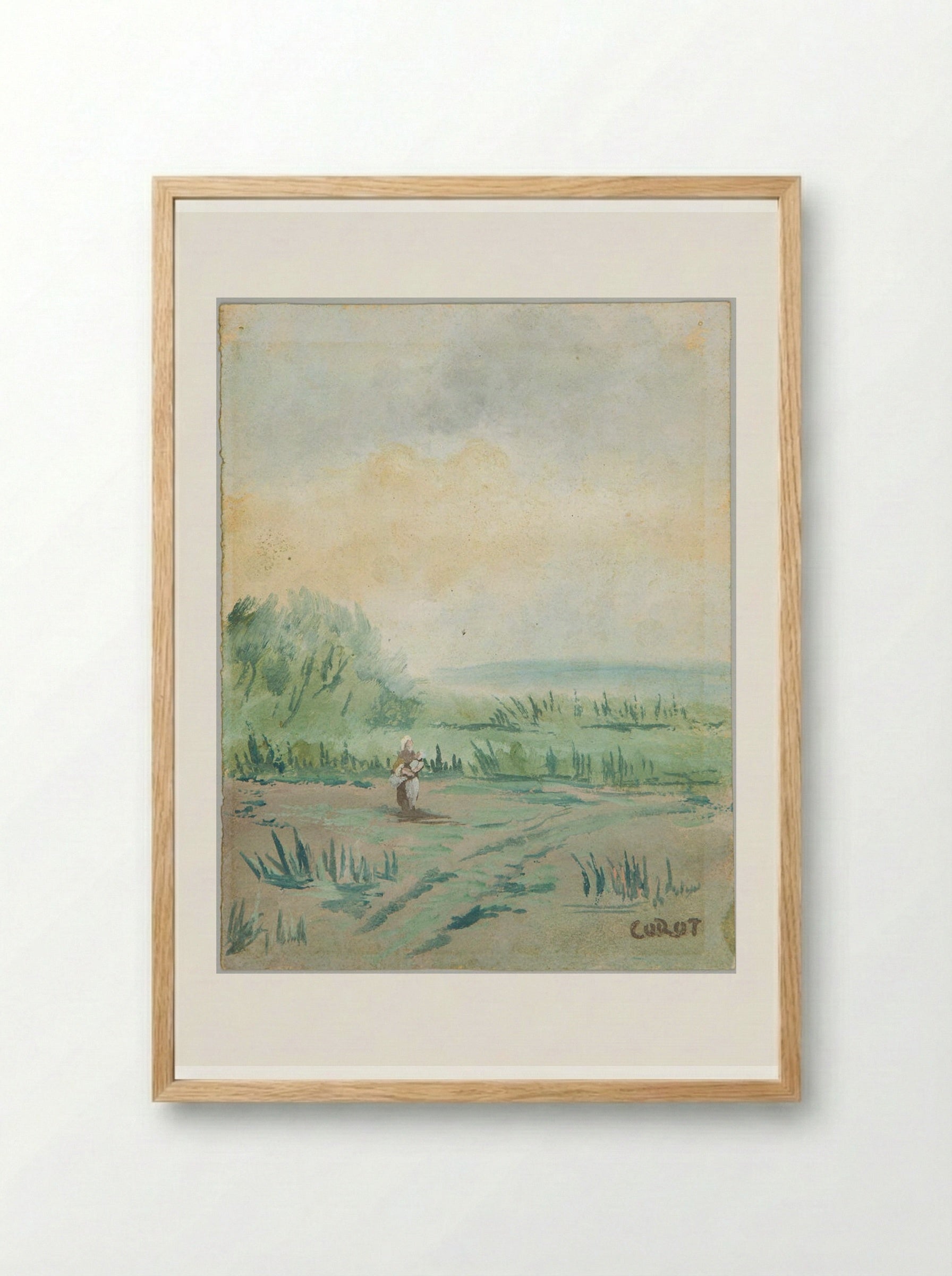 Near the Village of Mont - Jean-Baptiste-Camille Corot - Framed Print Wood