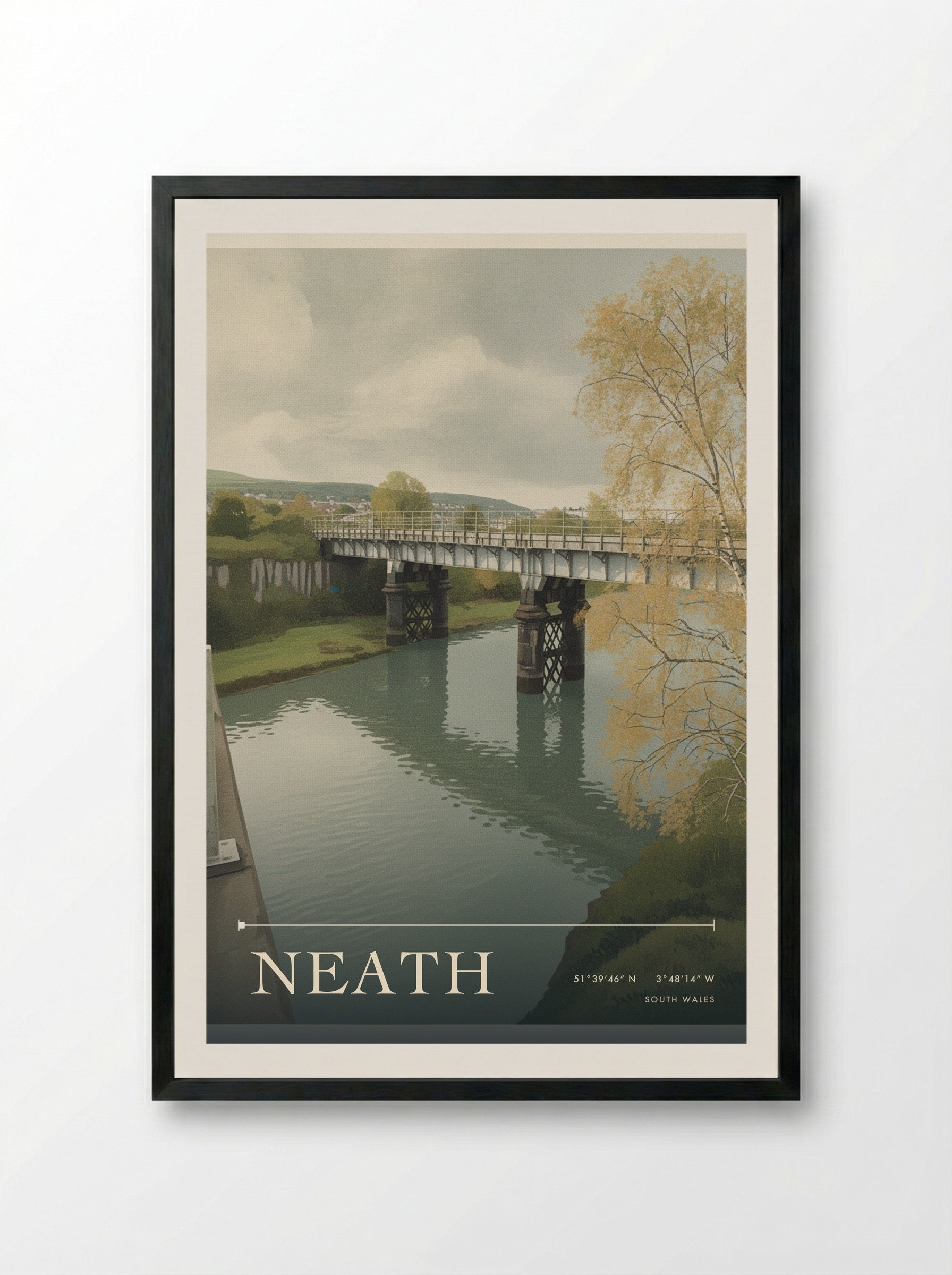 Neath South Wales Wales Travel Poster - Framed Print Black