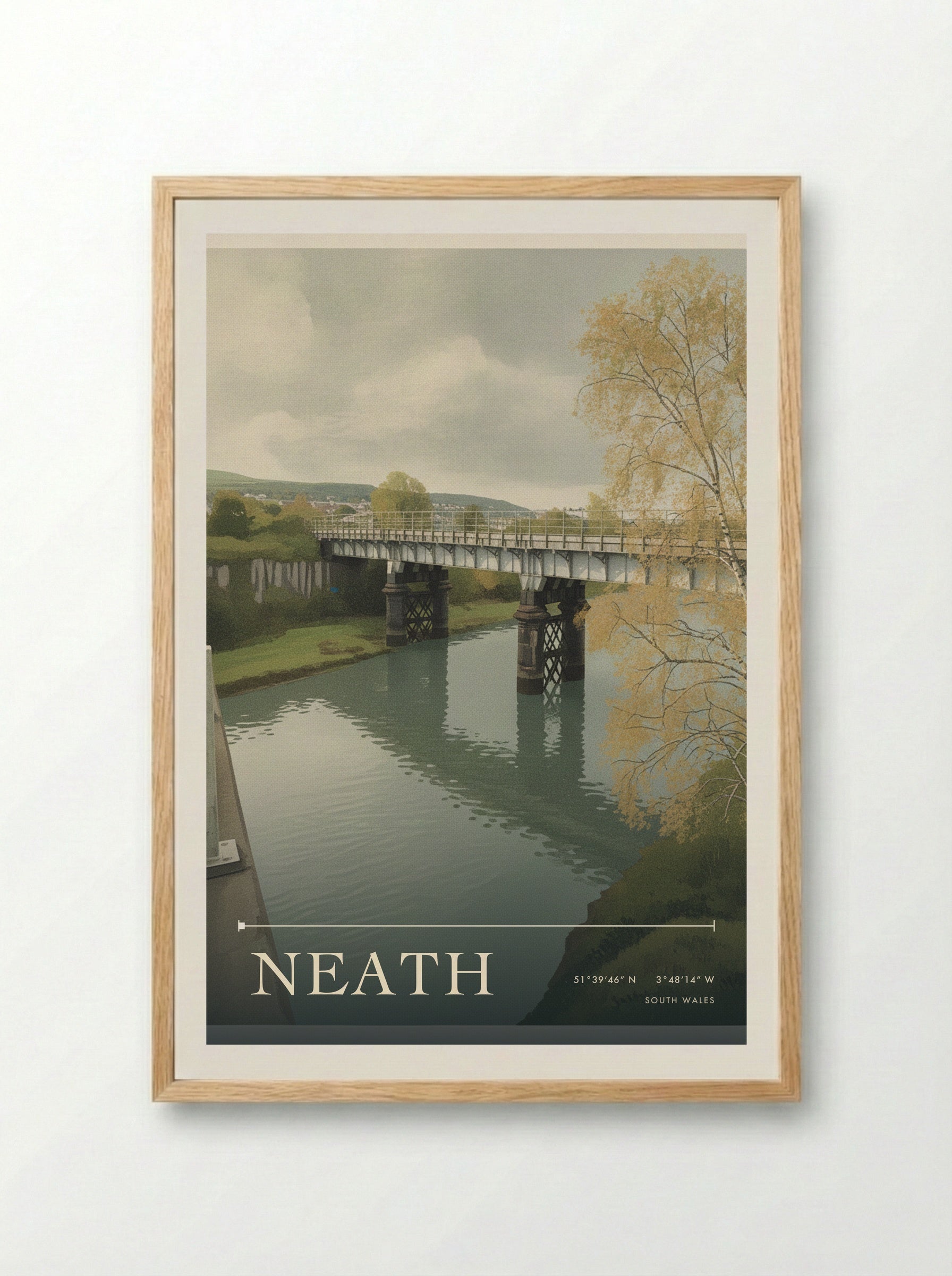 Neath South Wales Wales Travel Poster - Framed Print Wood