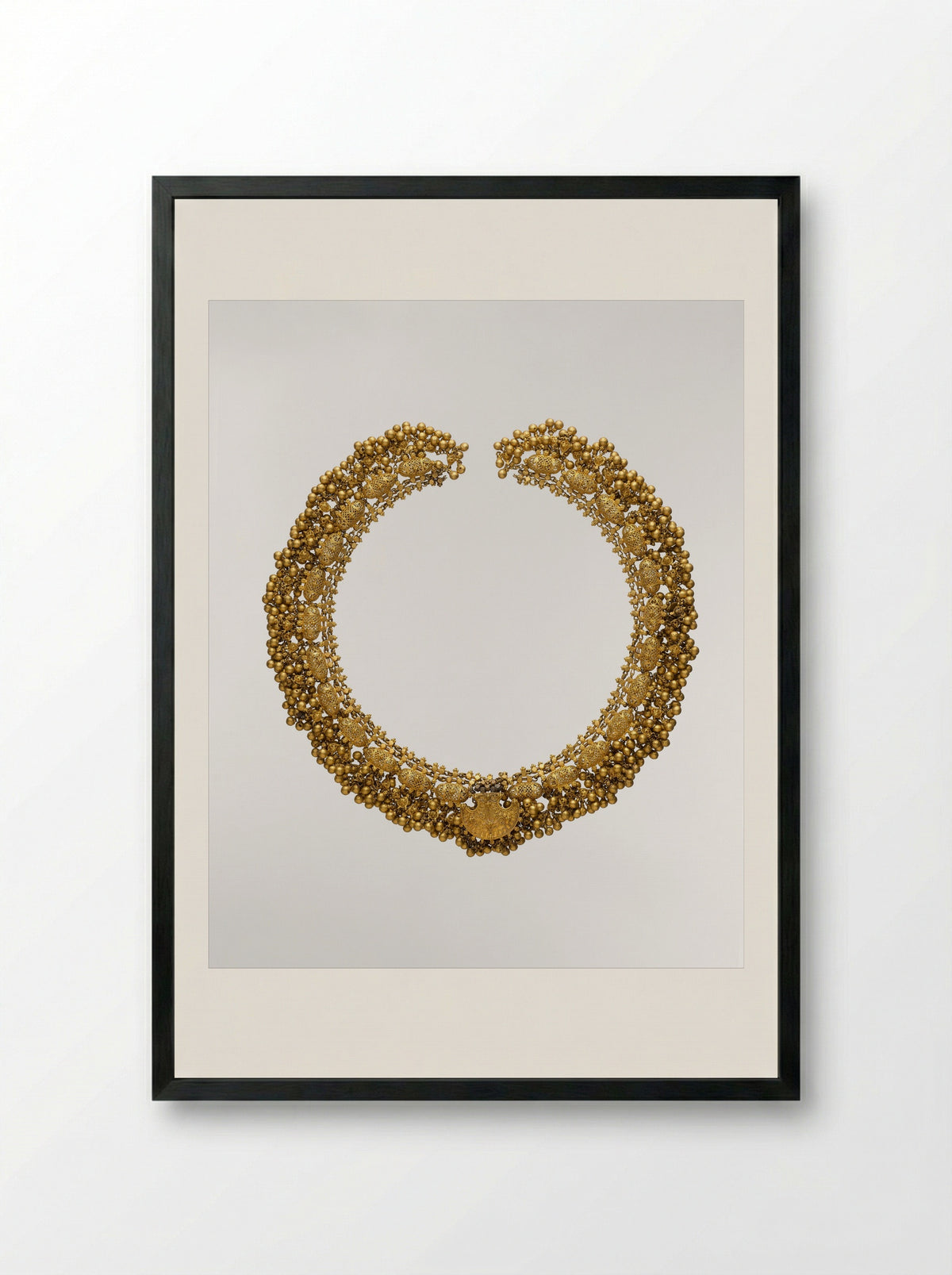 Necklace with Filigree and Beads - Fine Art Print - Framed Print Black