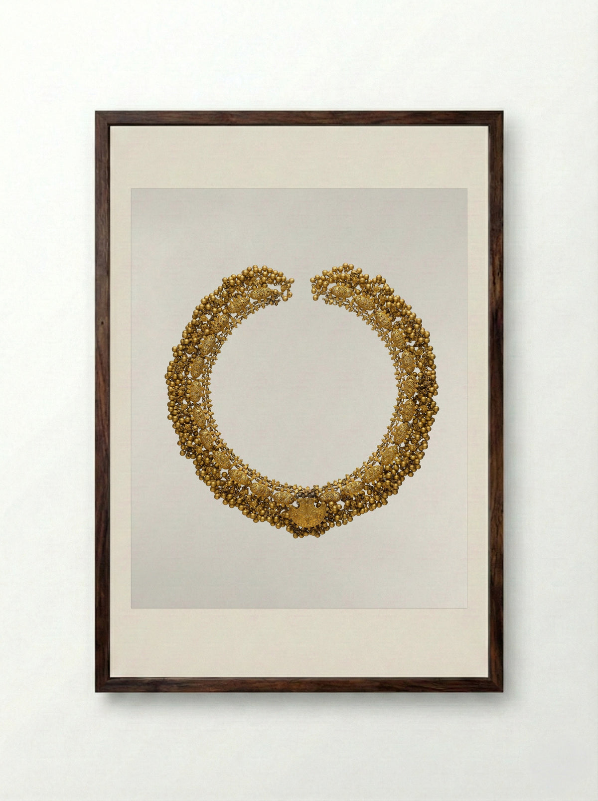 Necklace with Filigree and Beads - Fine Art Print - Framed Print Dark Wood