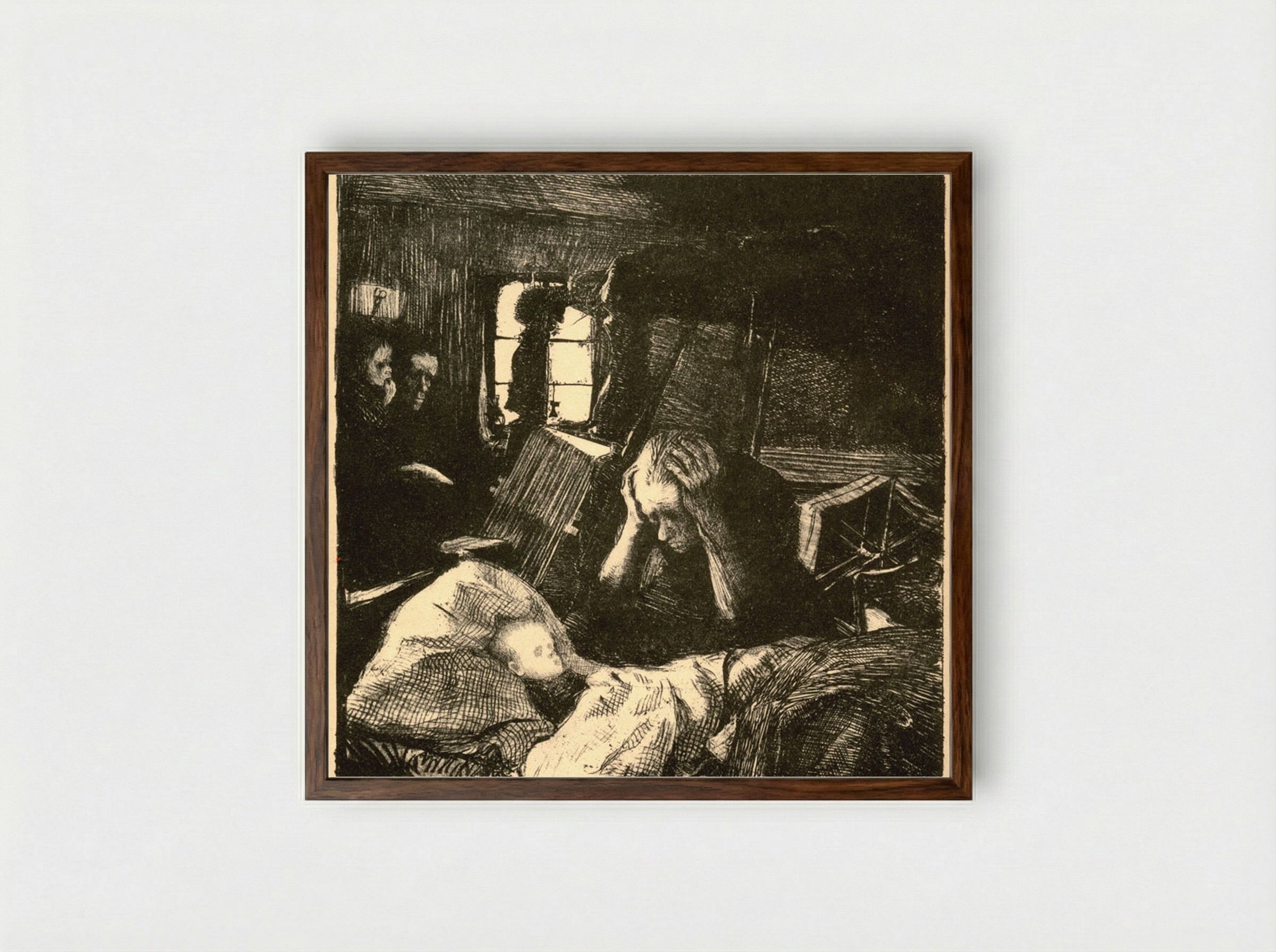 Need (Not) - Käthe Kollwitz - Framed Print Dark Wood