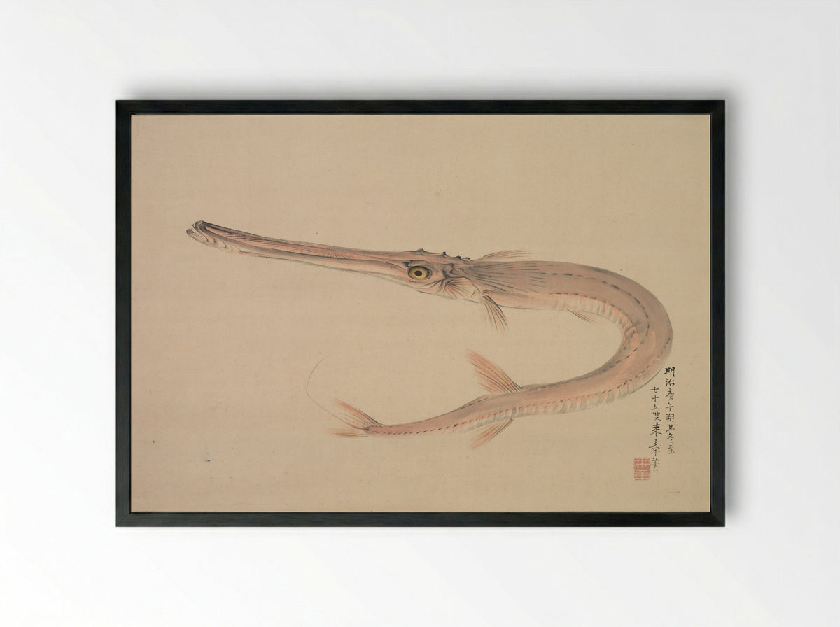 Needlefish (Yagara) - Nakajima Raishō - Framed Print Black