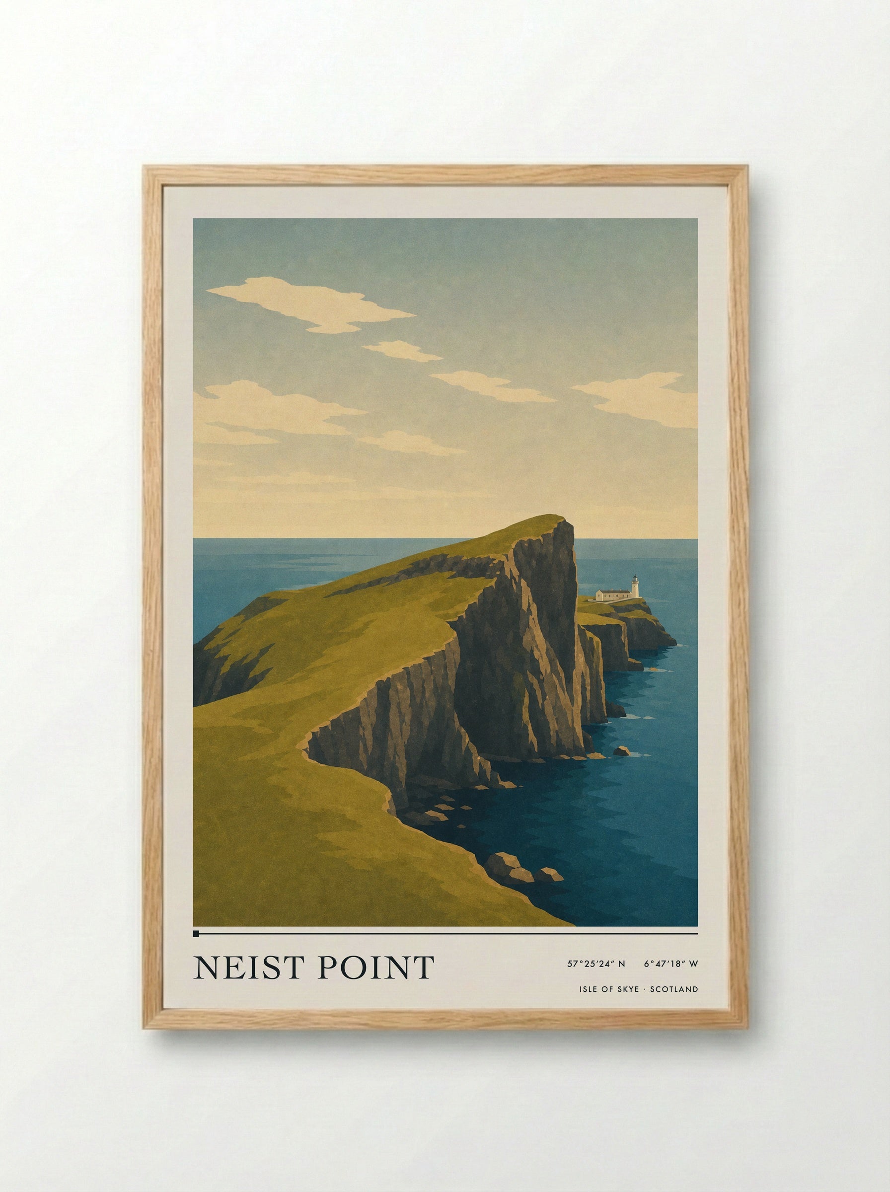 Neist Point Travel Poster Artwork - Framed Print Wood
