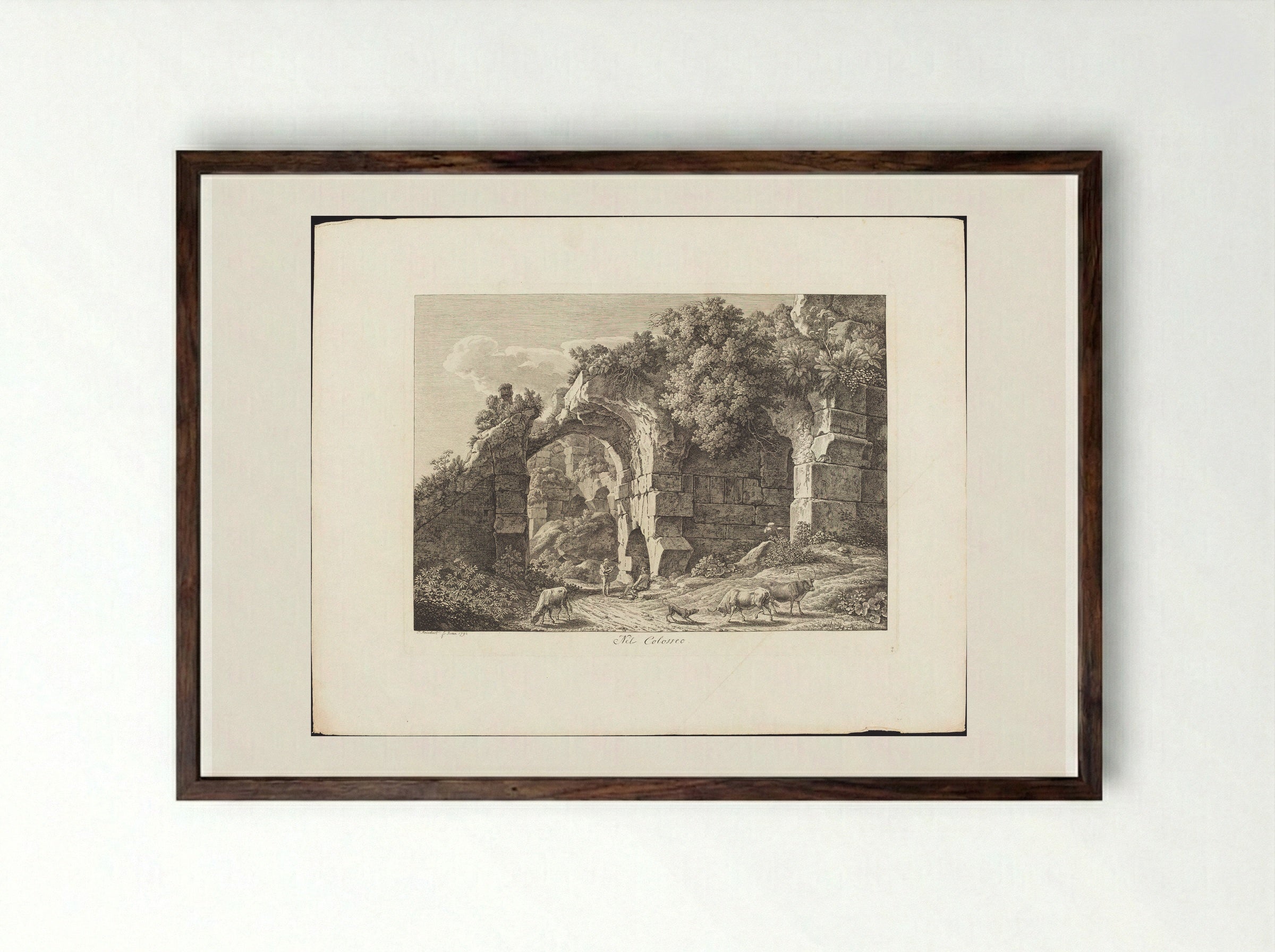 Nel Colosseo - Johann Christian Reinhart - Framed Print Dark Wood