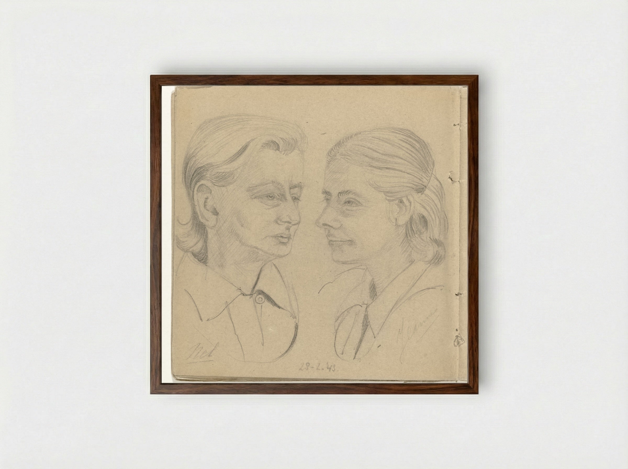 Nel en Jeanne - To Frank-Stoltz - Framed Print Dark Wood