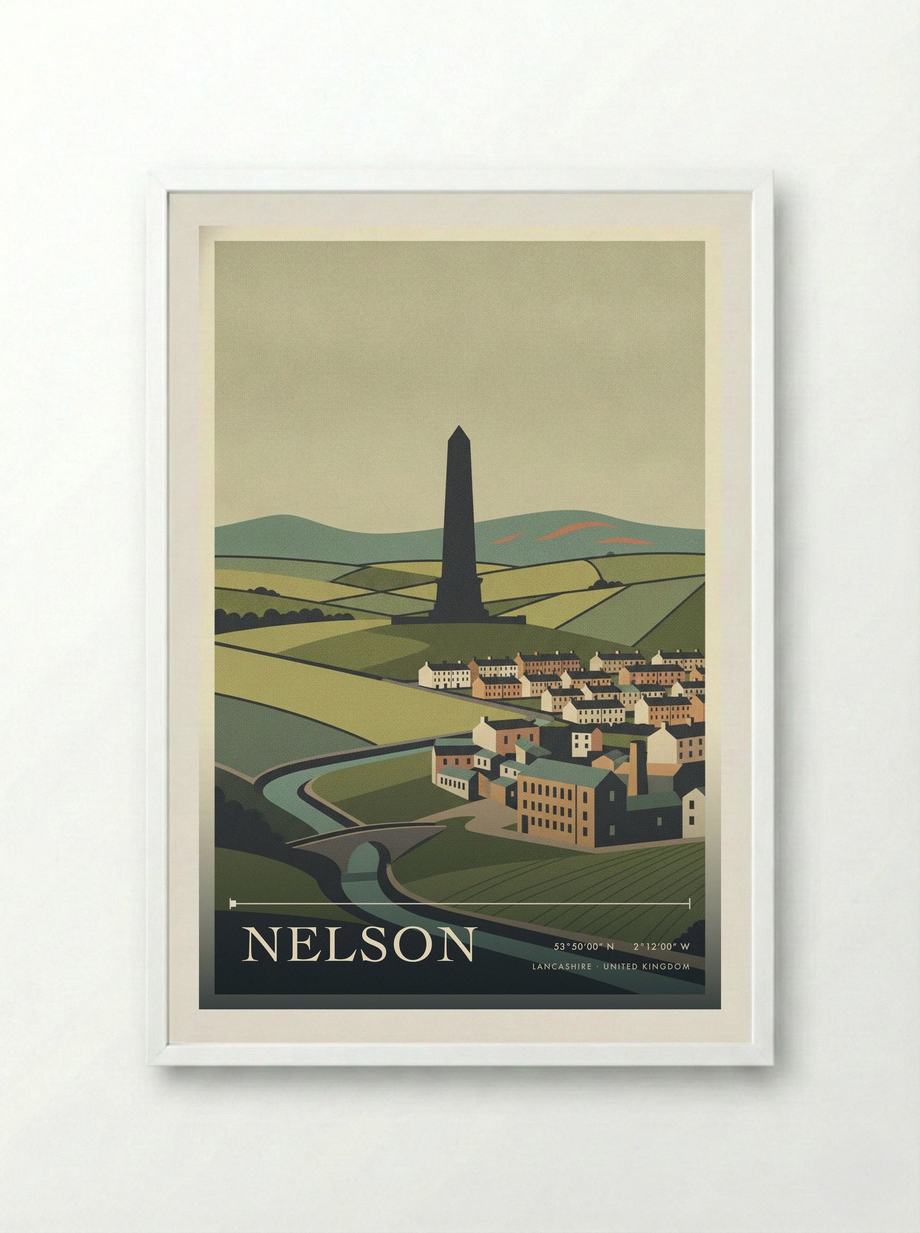 Nelson Lancashire United Kingdom Travel Poster - Framed Print White