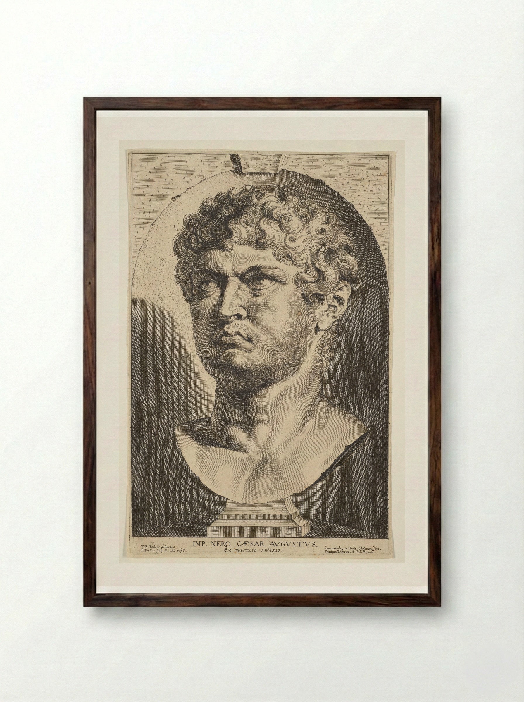 Nero Caesar Augustus - Paulus Pontius - Framed Print Dark Wood