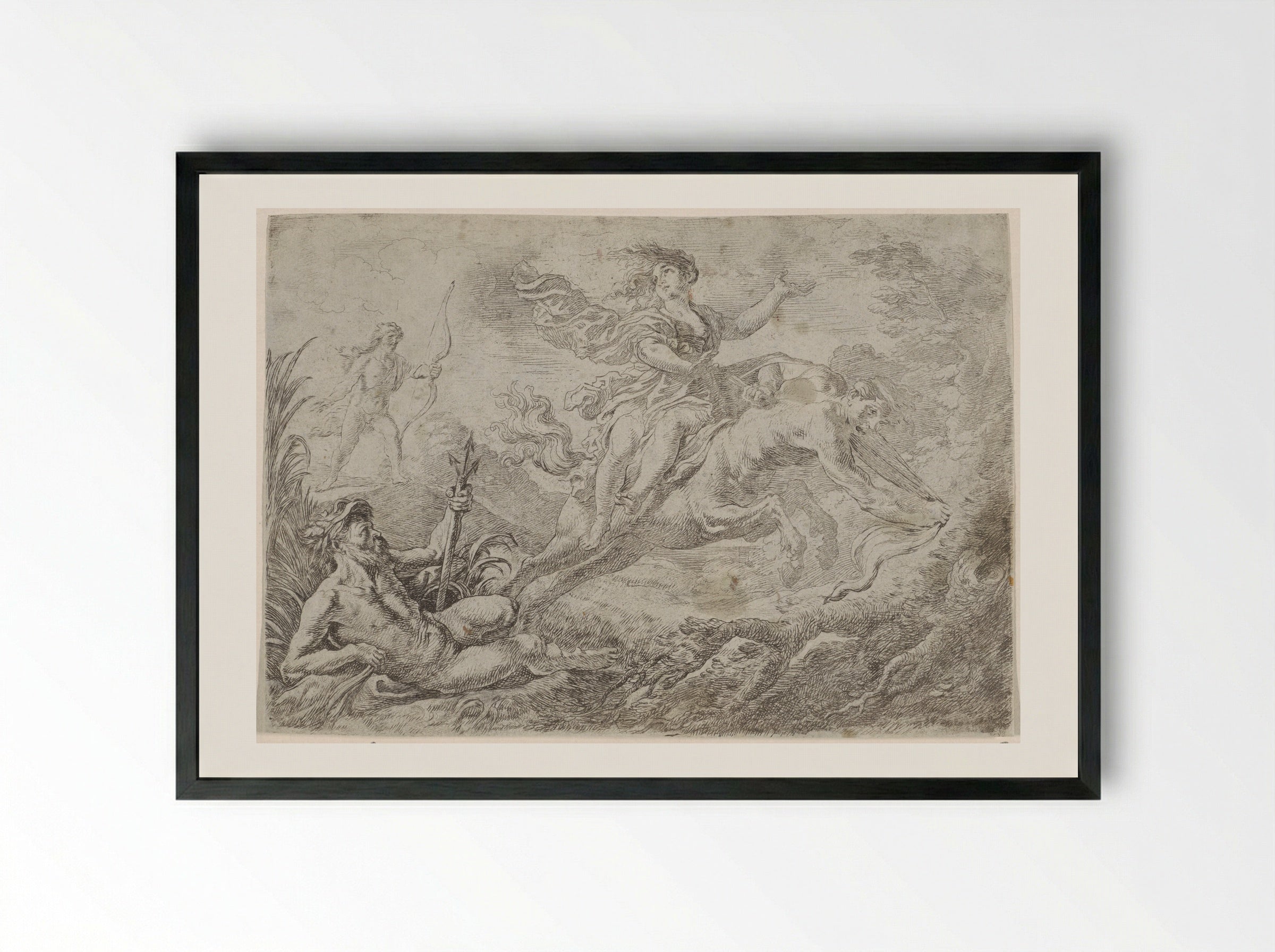 Nessus Struck by the Poisoned Arrow of Hercules - Cornelis Schut (I) - Framed Print Black