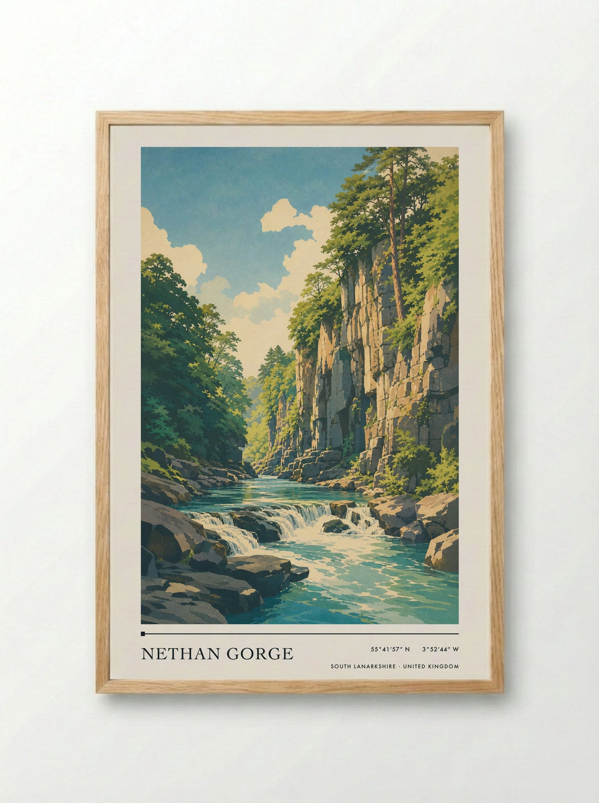 Nethan Gorge South Lanarkshire United Kingdom Travel Poster - Framed Print Wood