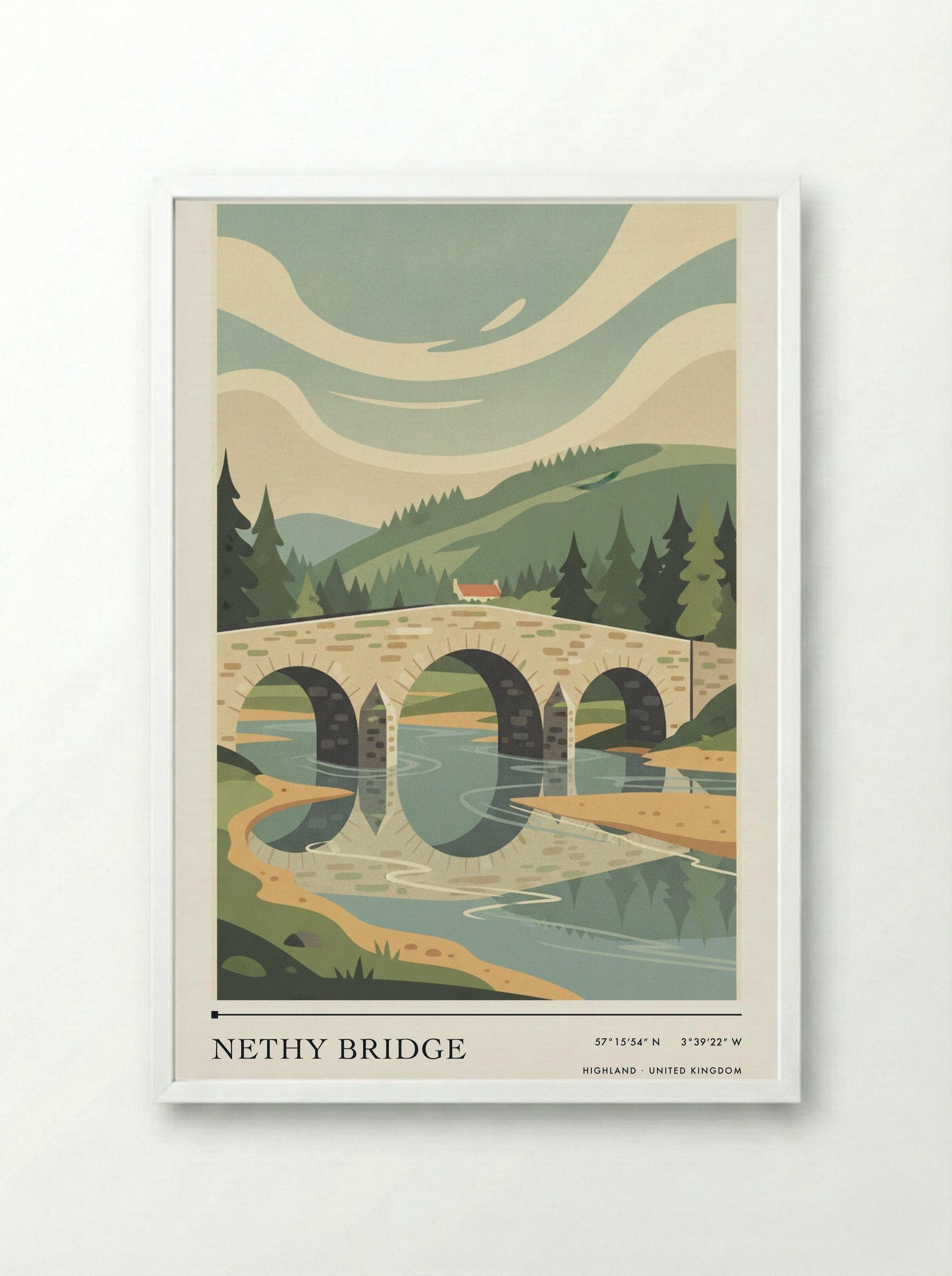 Nethy Bridge Highland United Kingdom Travel Poster - Framed Print White