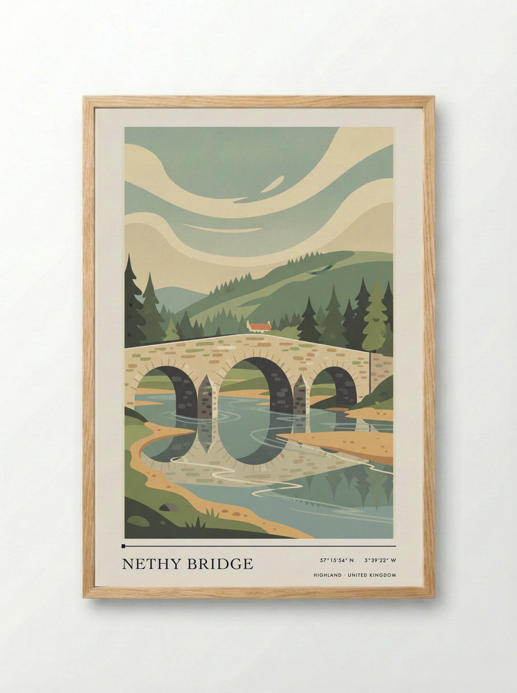 Nethy Bridge Highland United Kingdom Travel Poster - Framed Print Wood