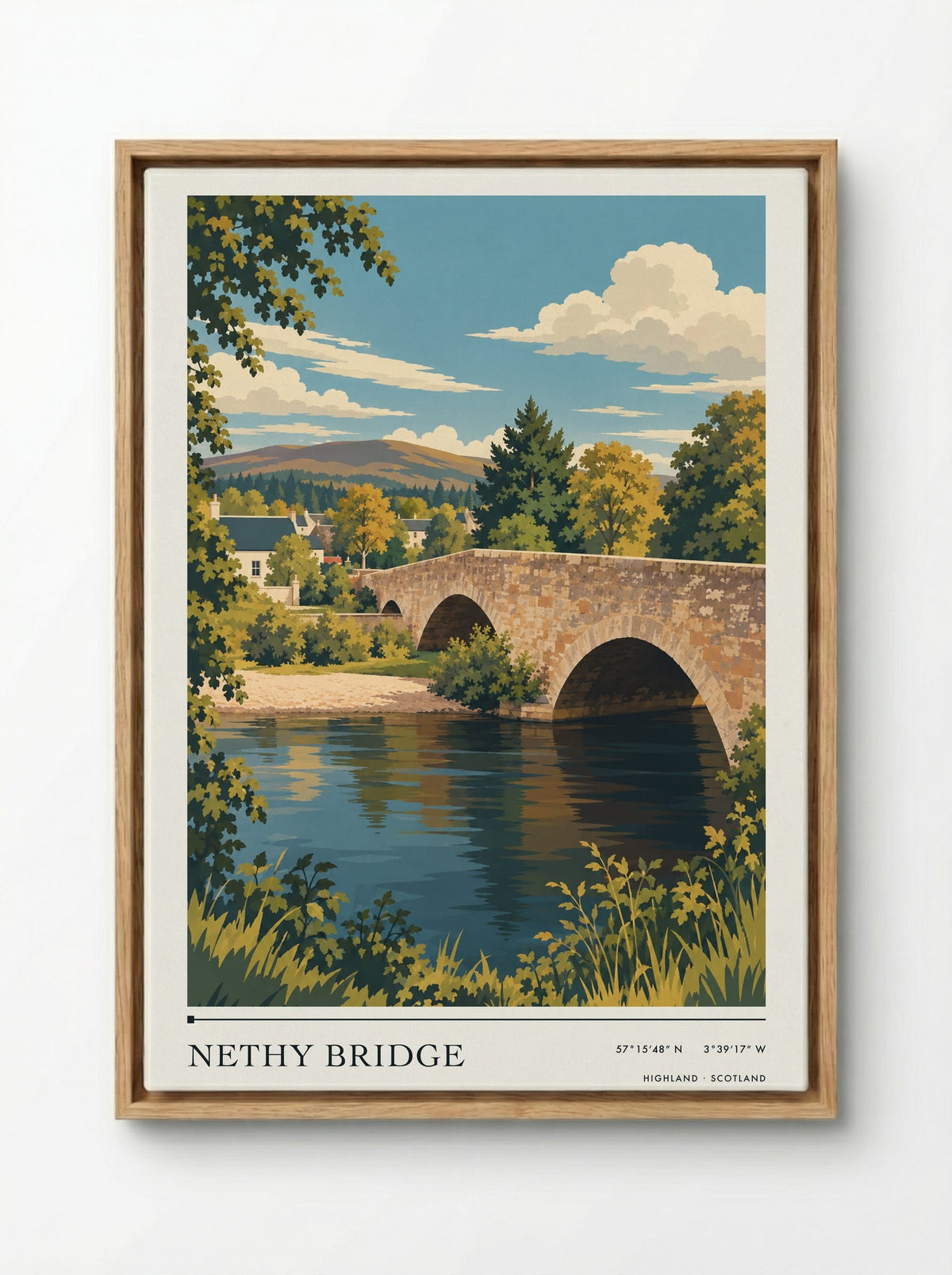 Nethy Bridge, Highland | Travel Poster - Framed Canvas Wood