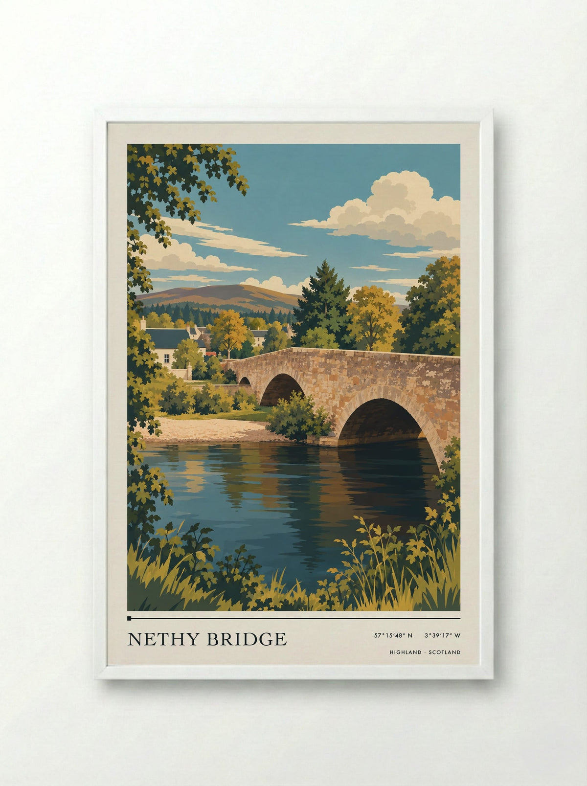 Nethy Bridge, Highland | Travel Poster - Framed Print White