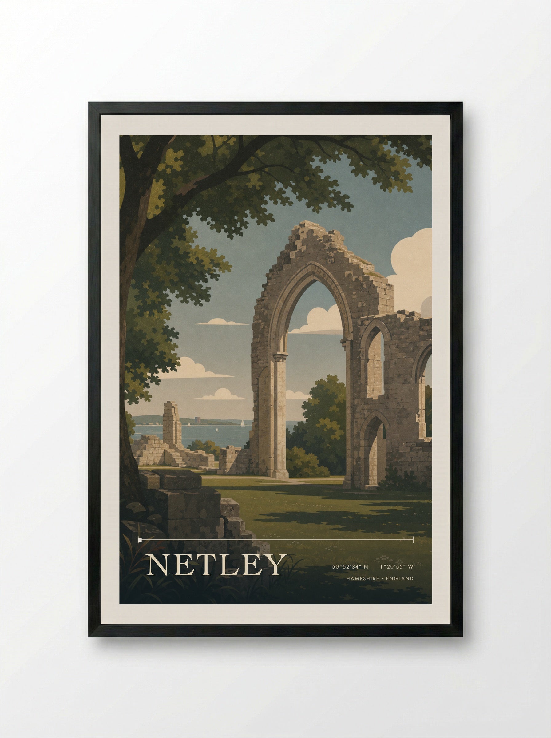Netley Hampshire England Travel Poster - Framed Print Black
